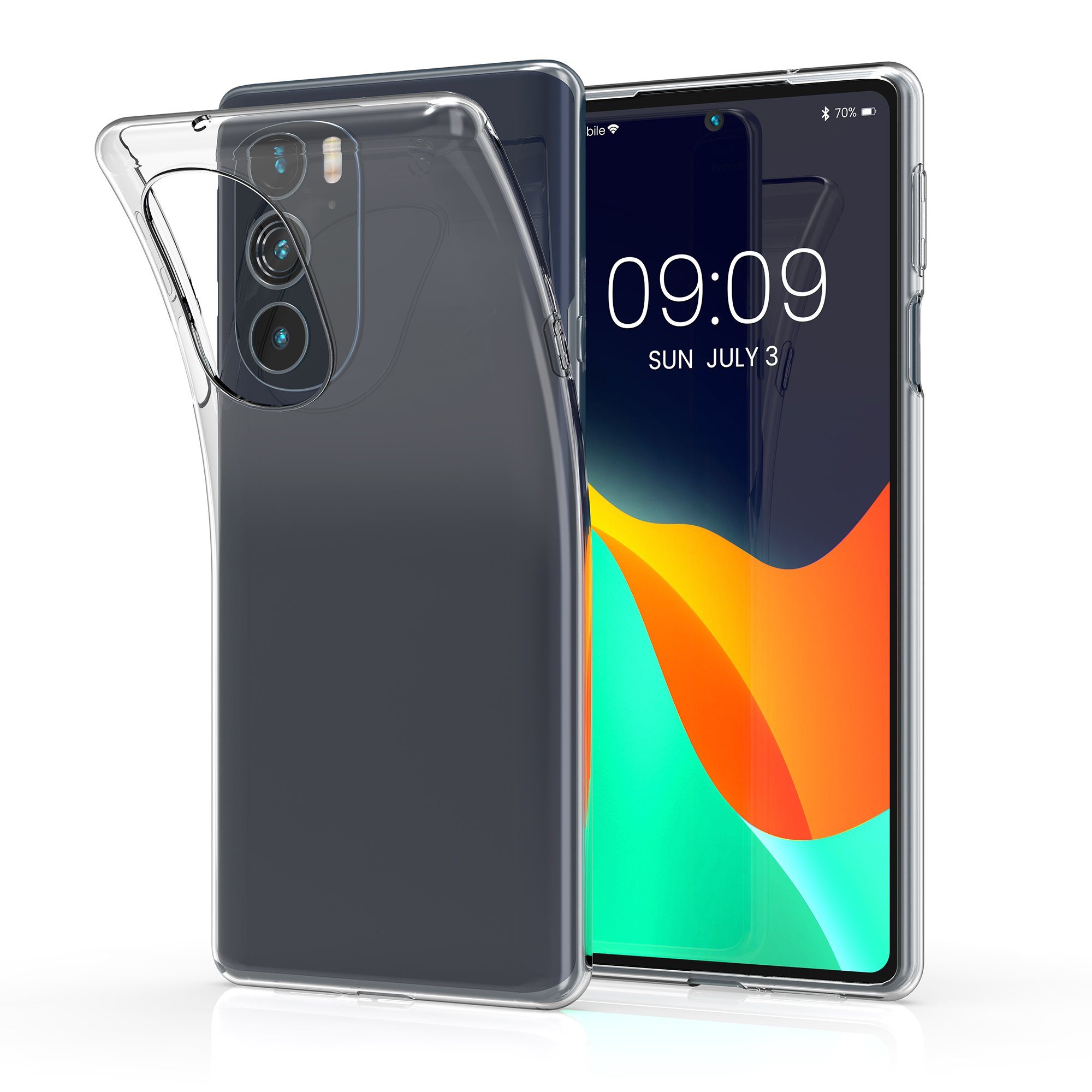 kwmobile Handyhülle Hülle für Motorola Edge 30 Pro / Edge Plus 2022 / Edge X30, Silikon Handyhülle transparent - Handy Case gummiert