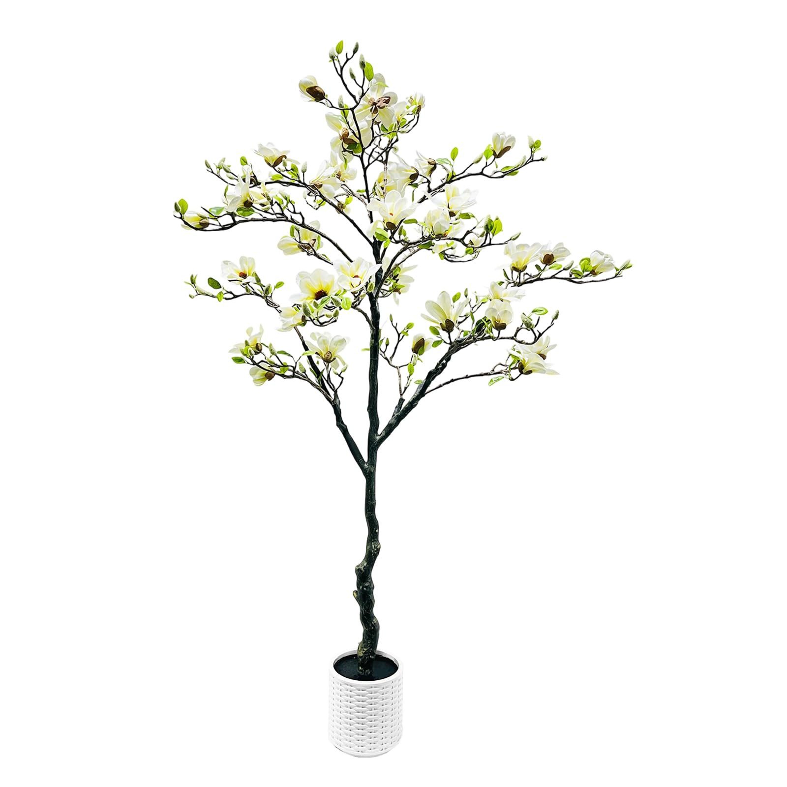 Kunstpflanze 180CM künstliche Magnolia Baum in Topf Magnolia Blumen, GarveeMore