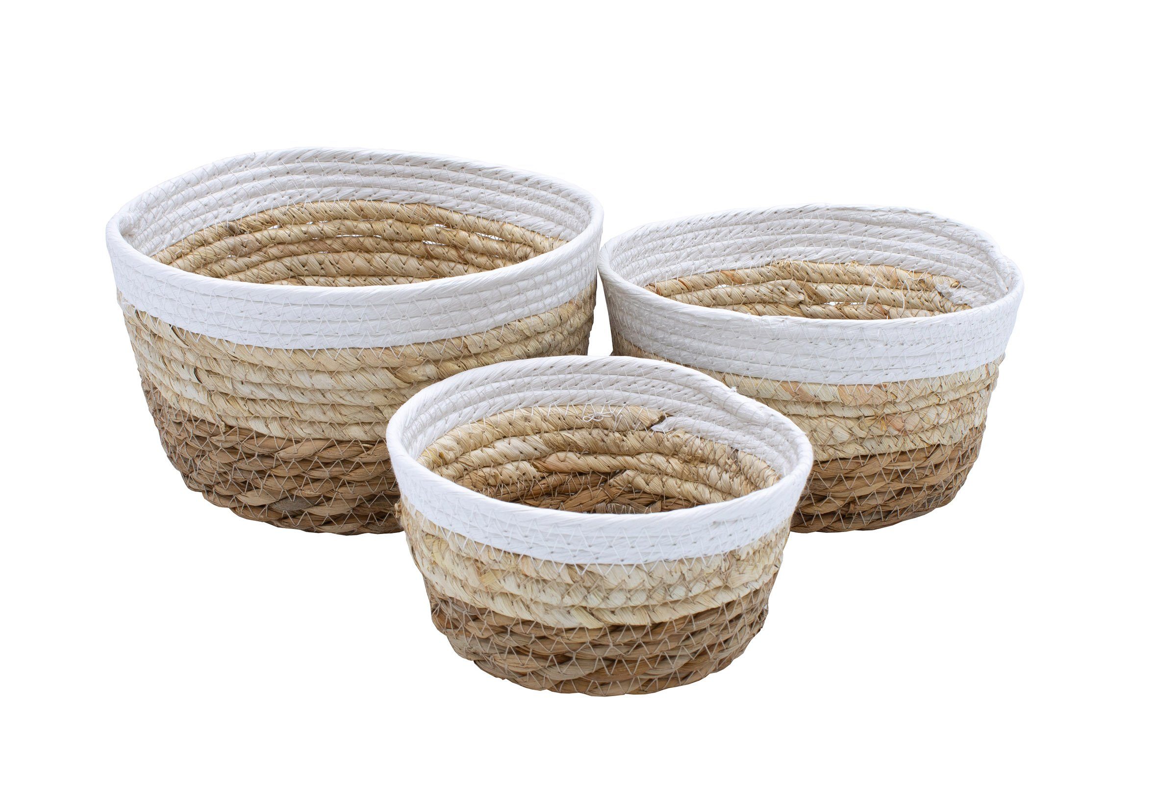Spetebo Aufbewahrungskorb Deko Körbchen rund 3er Set aus Seegras-21/18/15 c günstig online kaufen