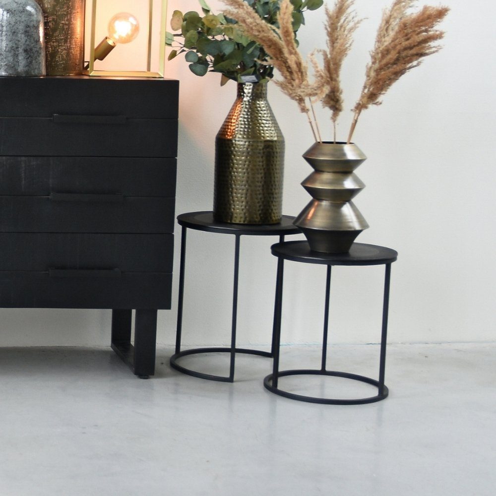 Möbel Altsilber in Mele Metall Beistelltisch Couchtisch RINGO-Living aus 450x400mm, 2er-Set