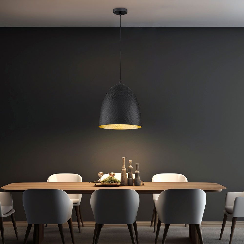 FISCHER & HONSEL Hängeleuchte, Leuchtmittel nicht inklusive, Hängeleuchte Wohnzimmerlampe Metall schwarz gold E27 H 140 cm