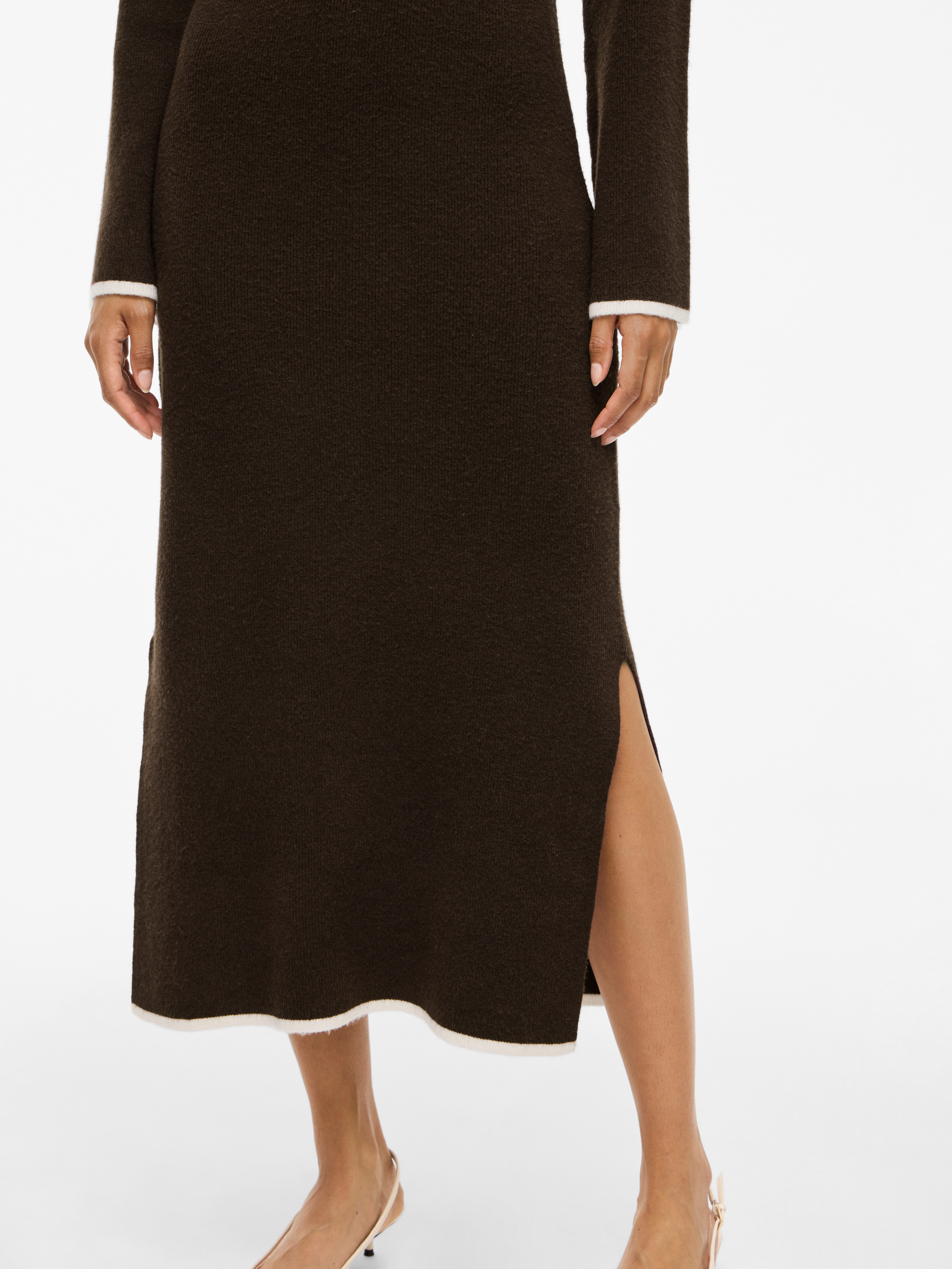 Vila Strickkleid VIKERRY O-NECK L/S KNIT MAXI DRESS-NOOS Materialmix, regular fit
