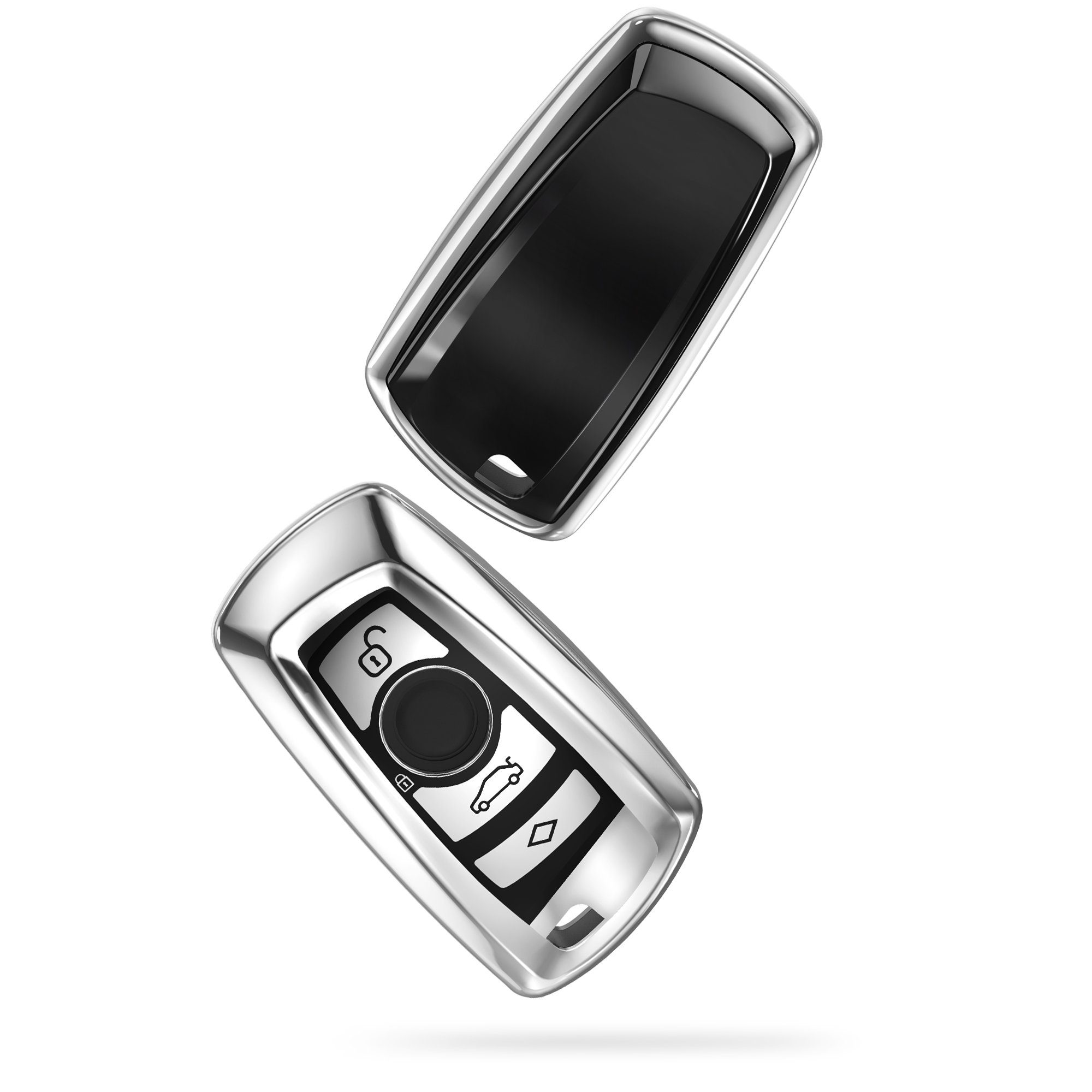 Silikon BMW, Hülle Hochglanz Autoschlüssel Cover Schlüssel Schlüsselhülle Case Silber Schlüsseltasche für kwmobile