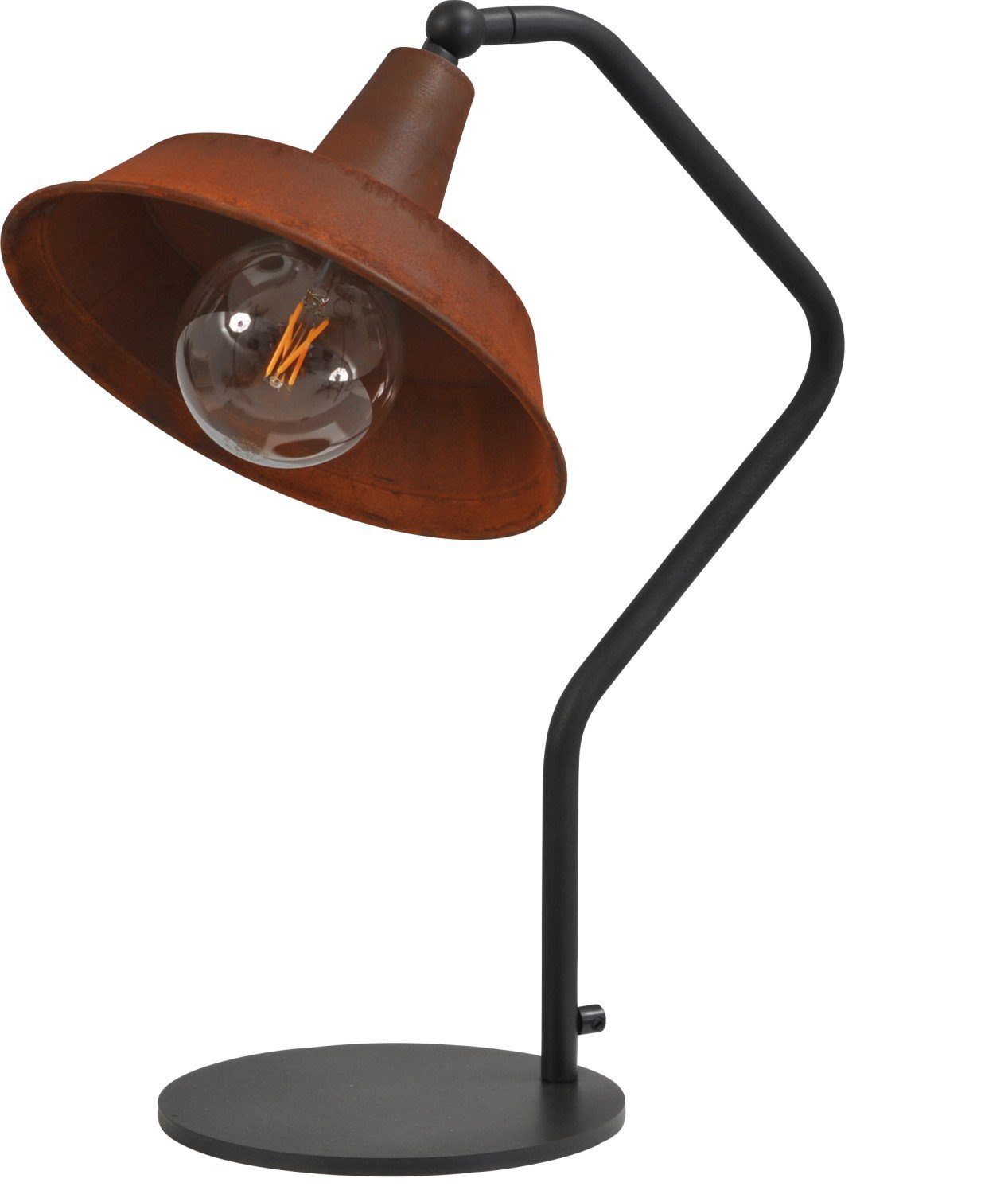 Licht-Erlebnisse Nachttischlampe PRATO, ohne Leuchtmittel, 53 Industrial cm Design E27 Braun Schwarz Tischleuchte Metall