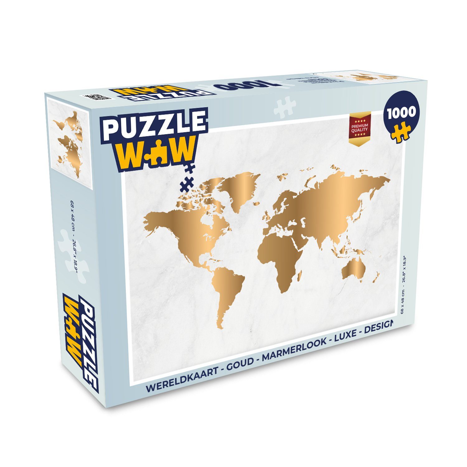 Puzzle Weltkarte - Gold - Marmoroptik - Luxus - Design