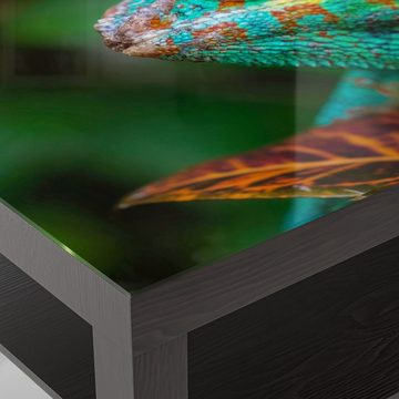 DEQORI Couchtisch 'Chamäleon hinter Blatt', Glas Beistelltisch Glastisch modern