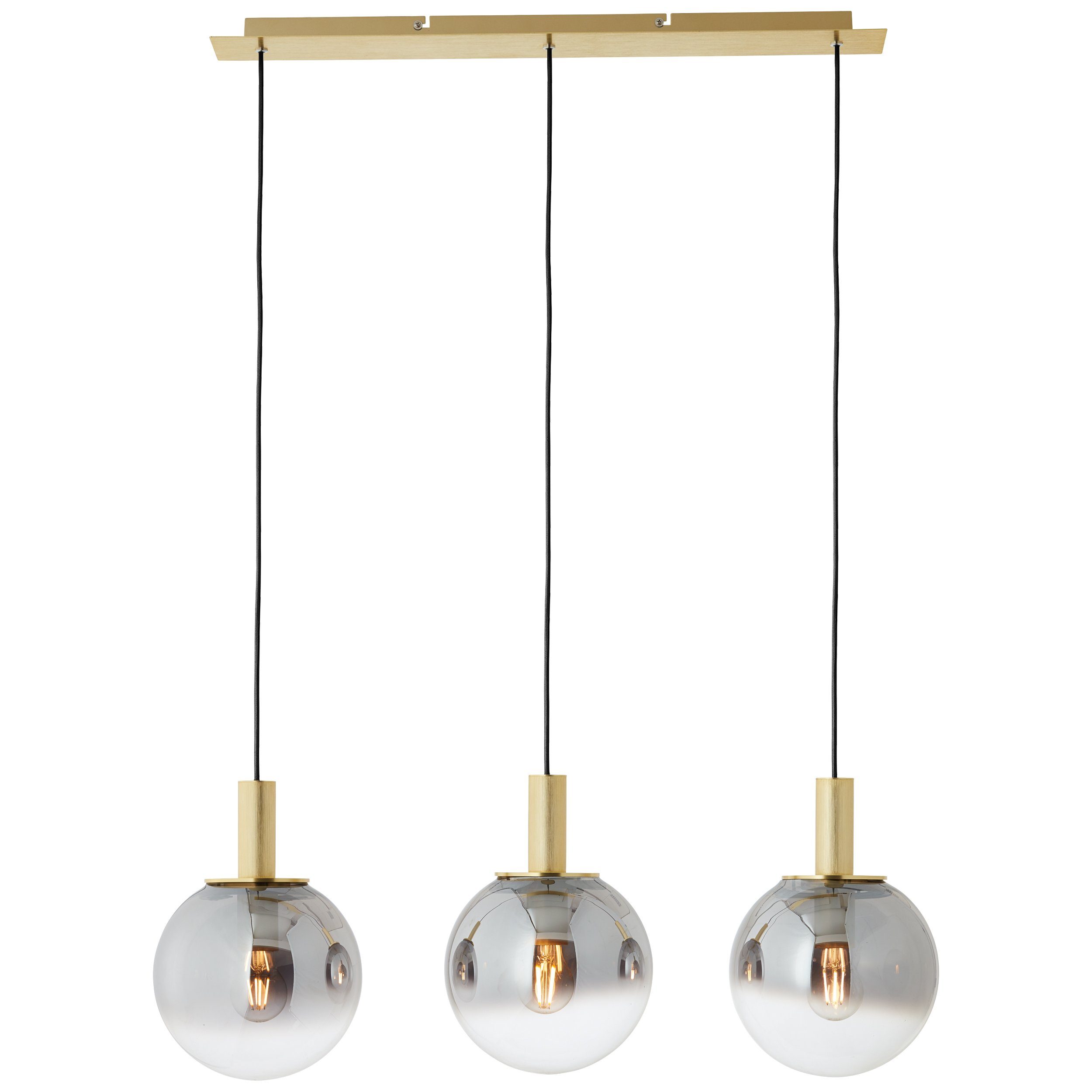 Brilliant Pendelleuchte 52 A60, 3x Pendelleuchte E27, 3flg gold/rauchglas, Glas/Metall, Gould Gould