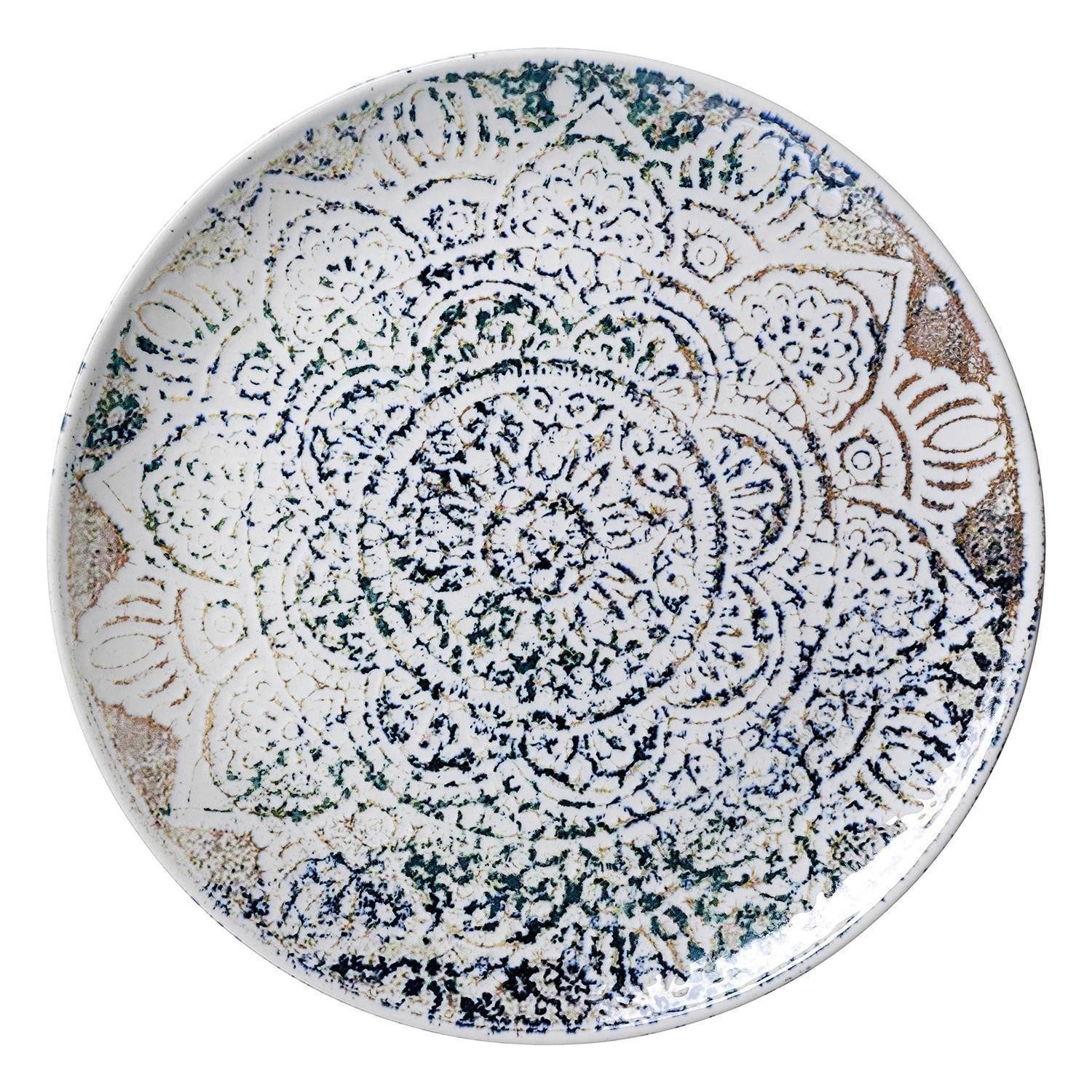 Ritzenhoff & Breker Speiseteller Essteller LUIGI, Ø 26 cm, Blau, Beige, Weiß, (1 St), Steinzeug, spülmaschinengeeignet