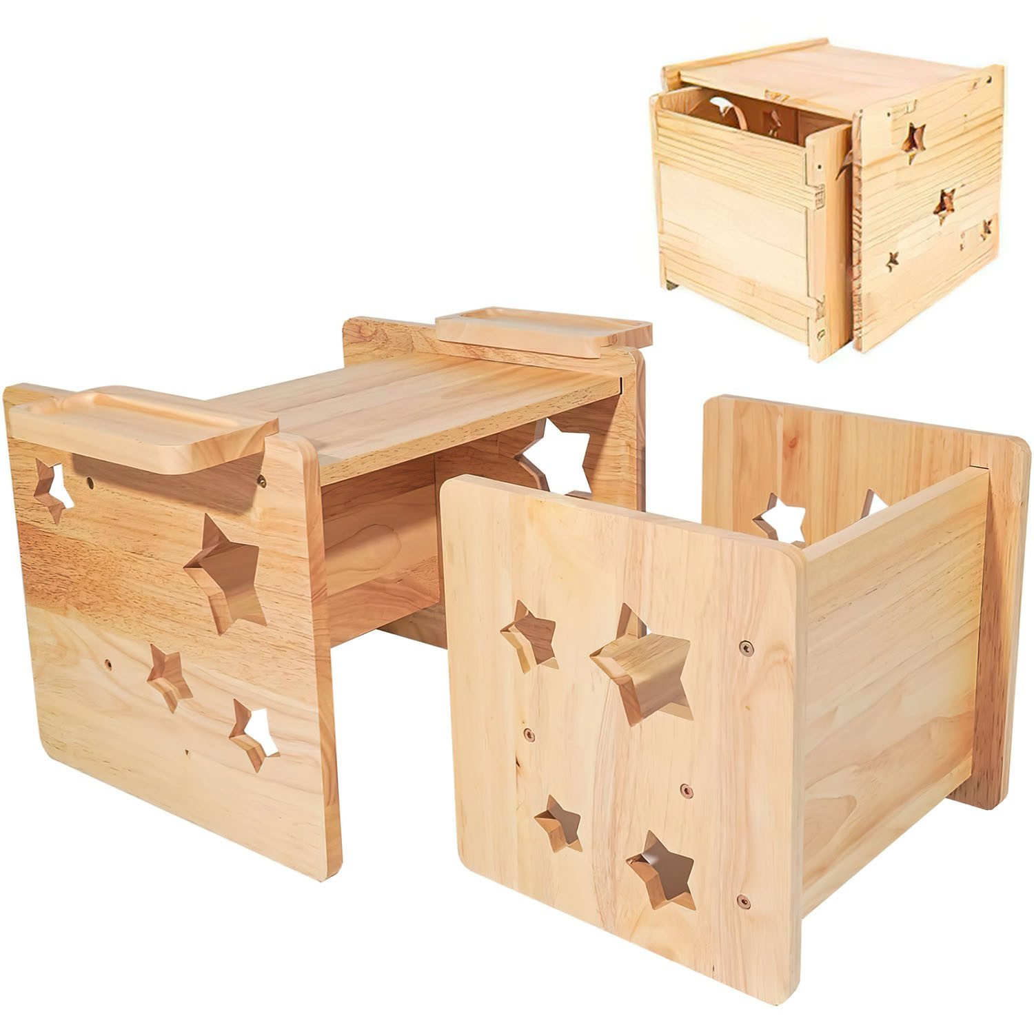 AIMAX Kindersitzgruppe Tisch und Stuhl Set Aktivitätstisch Spieltisch für Kinder 1-3 Jahre, Multifunktionale für Essen/Spielen/Lesen, einfach zu montieren