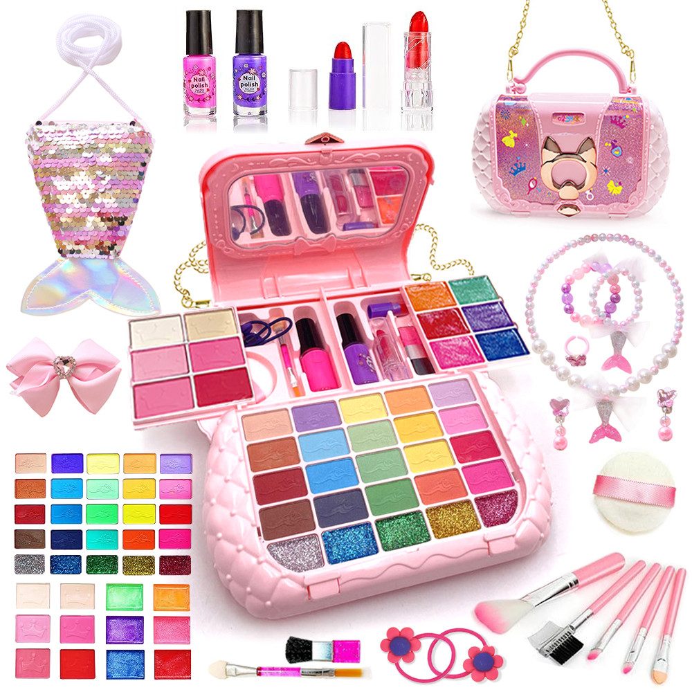 DINO SONO Kosmetik-Set 57pcs Kinderschminkset mit Schmuck abwaschbarem Make-up Prinzessin