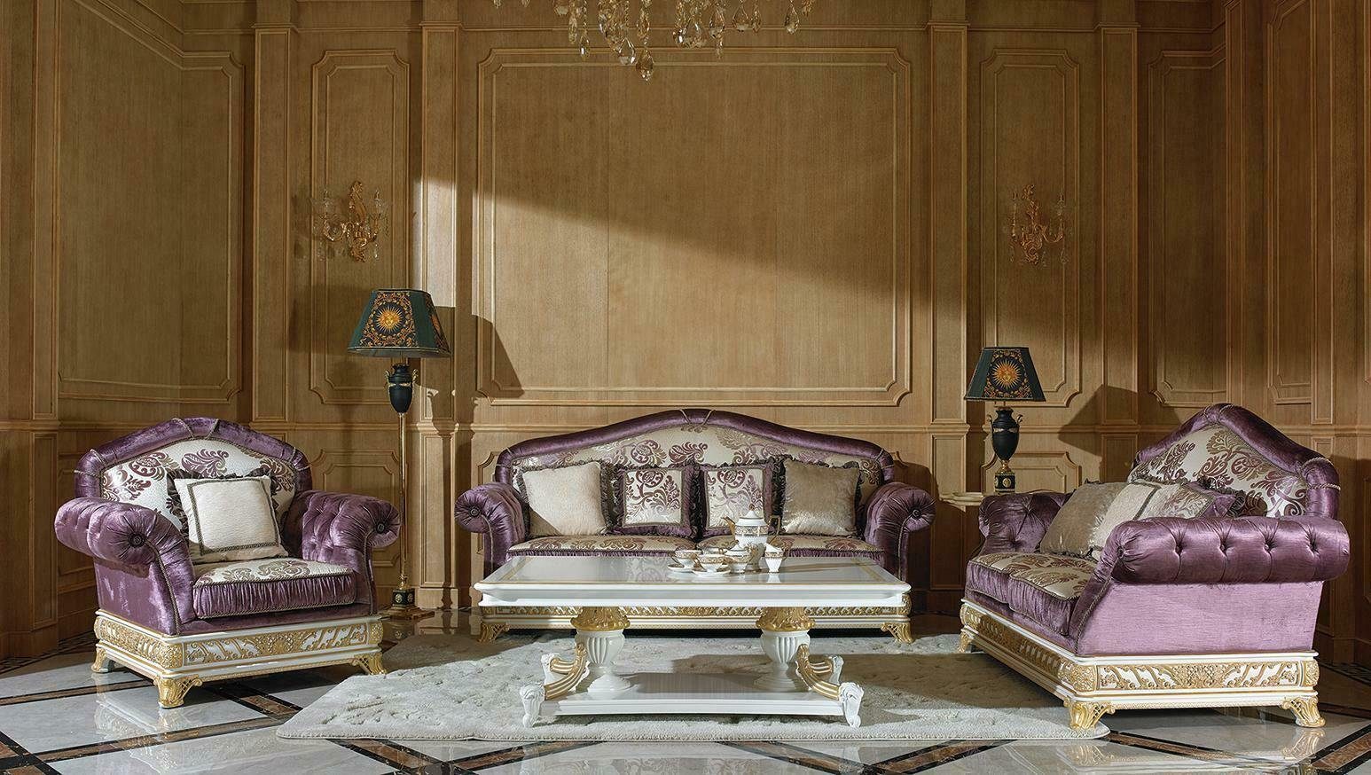 JVmoebel Sofa Klassische Rokoko Stil 3+1 Made Sofa, Europe Sofagarnitur Antik Barock in