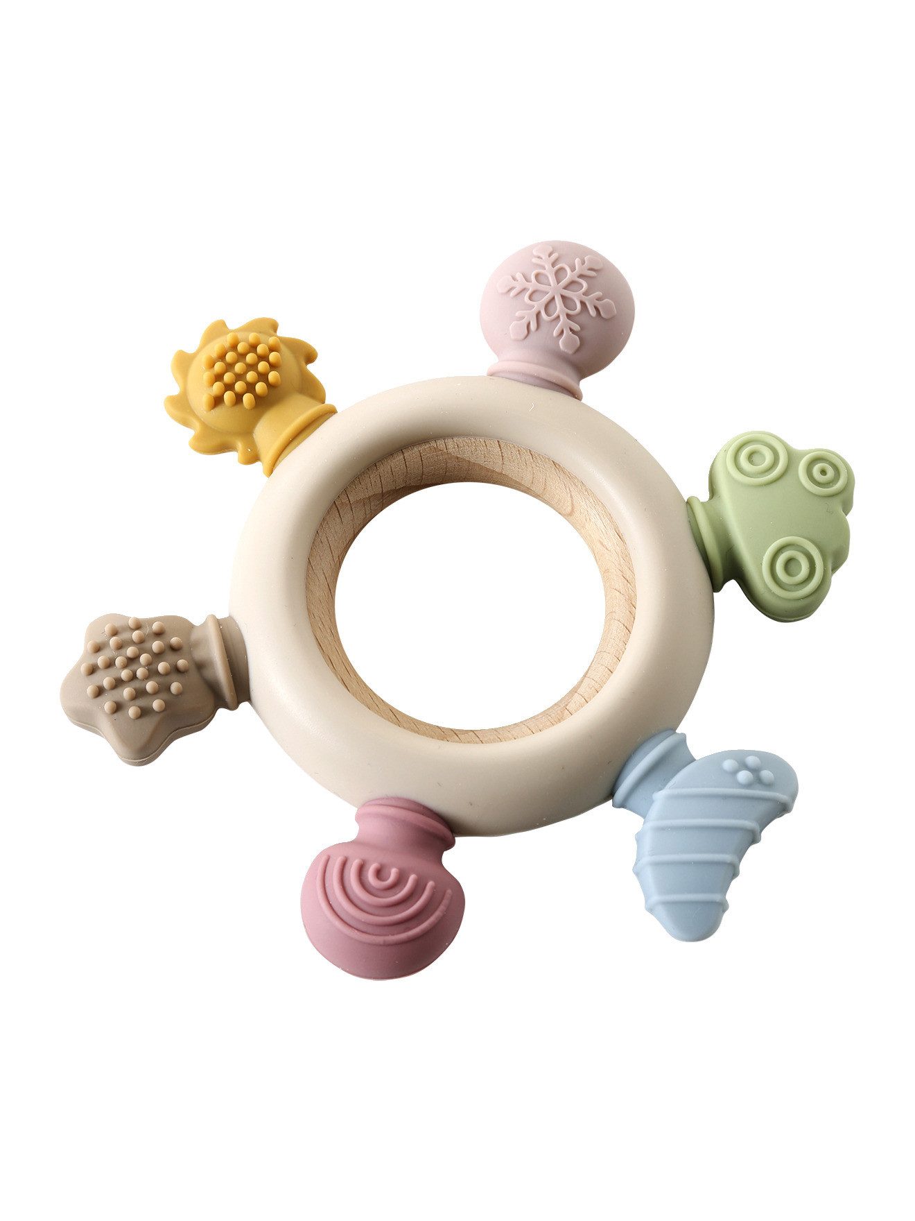 vertbaudet Lernspielzeug Sensorik-Beißring Baby Holz FSC®, Holz FSC®