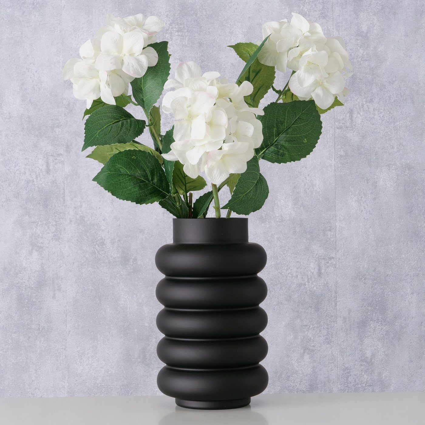 BOLTZE Dekovase "Ribbo" aus Glas in schwarz matt H25cm, Vase