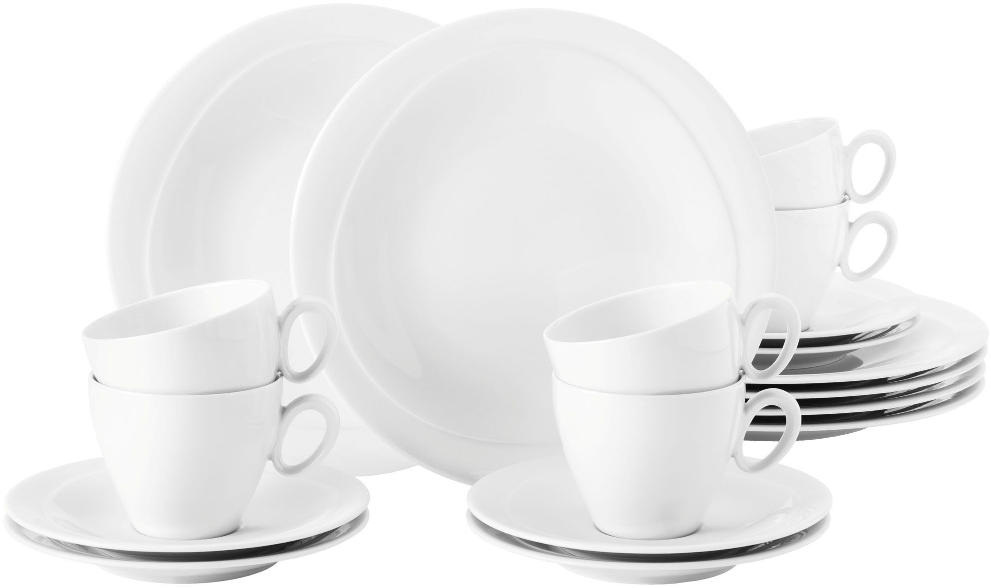 Seltmann Weiden Kaffeeservice Geschirr-Set, Service Trio (18-tlg), 6 Personen, Porzellan, Tassen, Teller, Untertassen, Made in Germany, 18 Teile, für 6 Personen