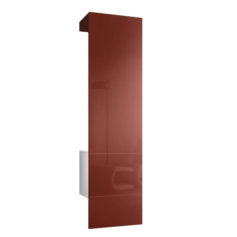 Vladon Garderoben-Set Carlton Set 5, (Wandgarderobe bestehend aus, mit integrierter Tür und 1 Kleiderstange), Weiß matt/Bordeaux Hochglanz (52 x 193 x 35 cm)