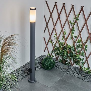 hofstein Pollerleuchte »Gnocchetta« moderne Sockelleuchte mit 2 Steckdosen, ohne Leuchtmittel, Metall/Kunststoff in Anthrazit/Weiß, Gartenlampe m. E27, IP44