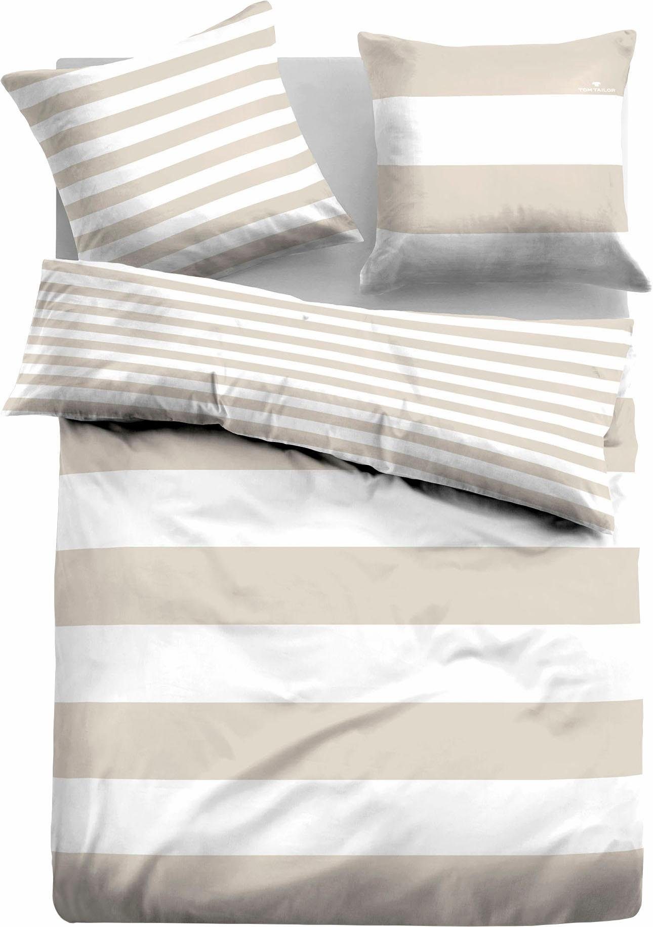 Wendebettwäsche Siena in Gr. 135x200, 155x220 oder 200x200 cm, TOM TAILOR HOME, Renforcé, 3 teilig, gestreifte Bettwäsche aus Baumwolle, Bettwäsche mit Wendeoptik