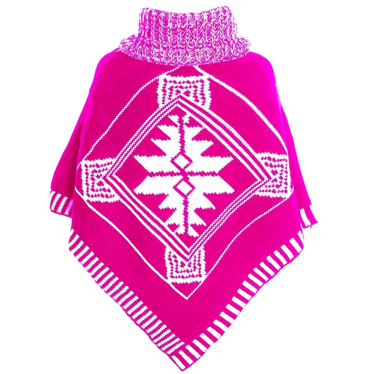 BEZLIT Strickponcho Mädchen Neonpink Casual Poncho mit (1-tlg) Schalkragen