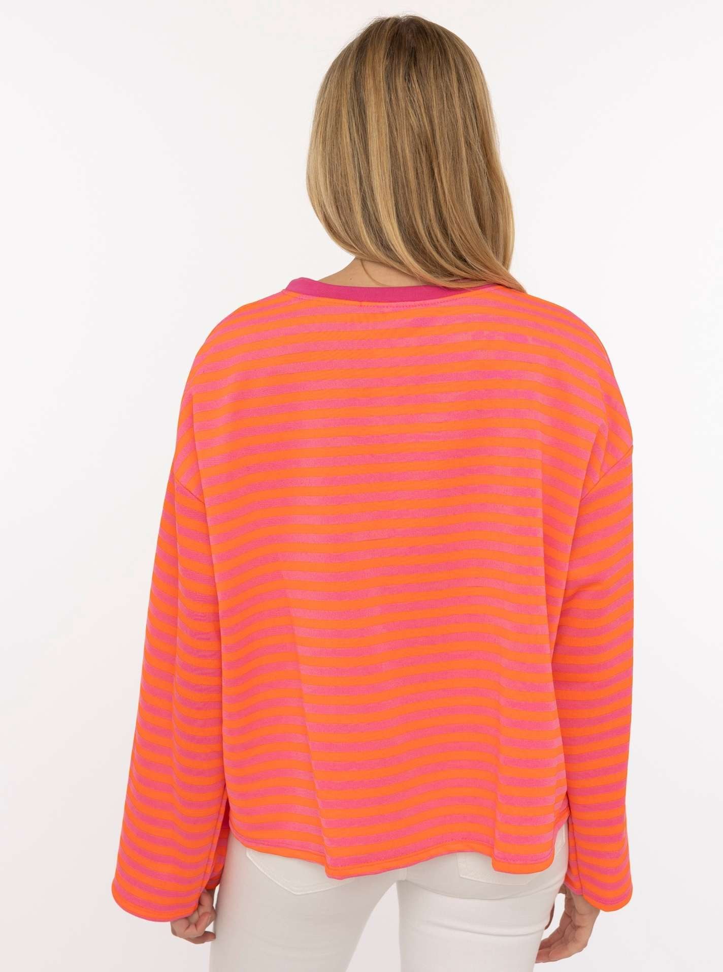 Zwillingsherz Sweatshirt "Perfectly Imperfect" oversize, Streifenmuster, Patch, weite Ärmel, Rundhals