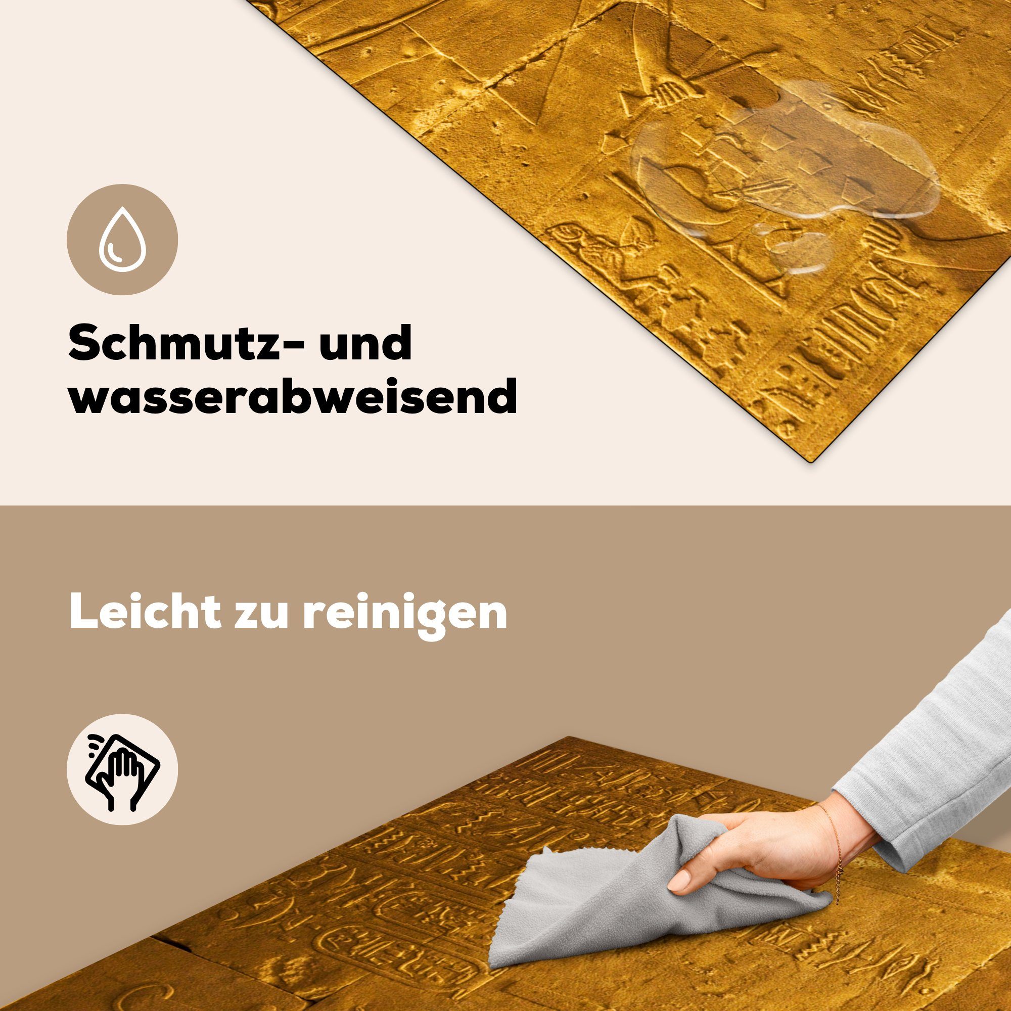 Tempel Zeichnungen tlg), (1 Herdblende-/Abdeckplatte MuchoWow cm, Arbeitsplatte Vinyl, des Steinwand küche 78x78 für Horus, im Ceranfeldabdeckung, mit