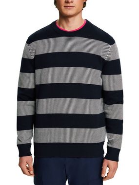 Esprit Rundhalspullover Gestreifter Rippstrick-Pullover