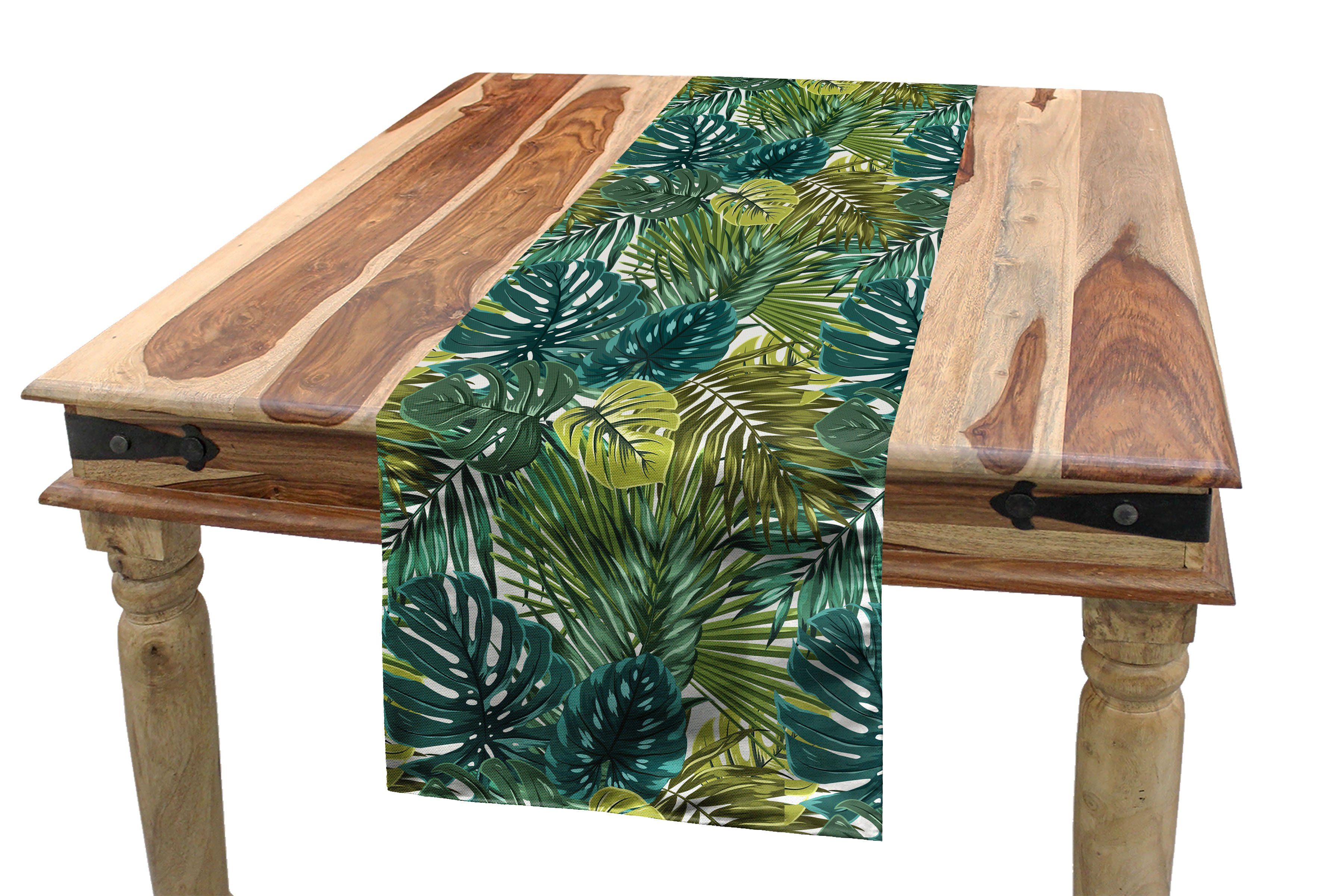 Abakuhaus Tischläufer Esszimmer und Tischläufer, Monstera Küche Regenwald Dekorativer Palm Rechteckiger Blätter