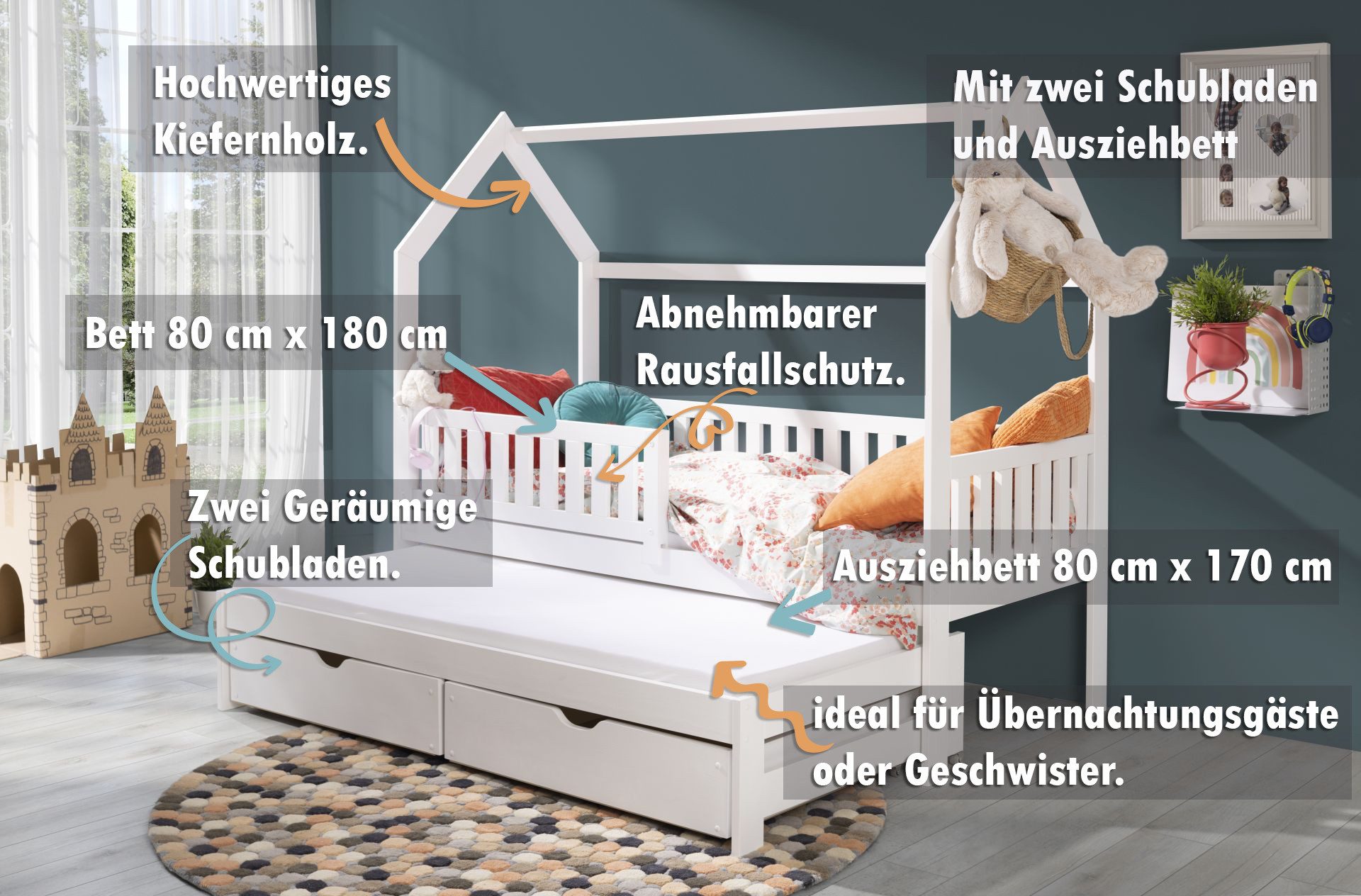thematys Kinderbett Hausbett mit Ausziehbett und günstig online kaufen