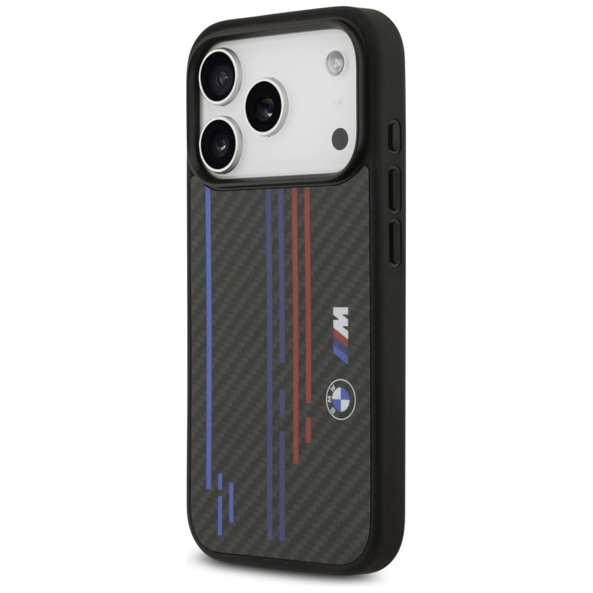 BMW Handyhülle M Kevlar Lines Logo Magnetfunktion Kompatibel mit iPhone 17 Pro 6,3, Sportliche Kevlar-Rückseite mit Linienoptik und mit Magnetfunktion