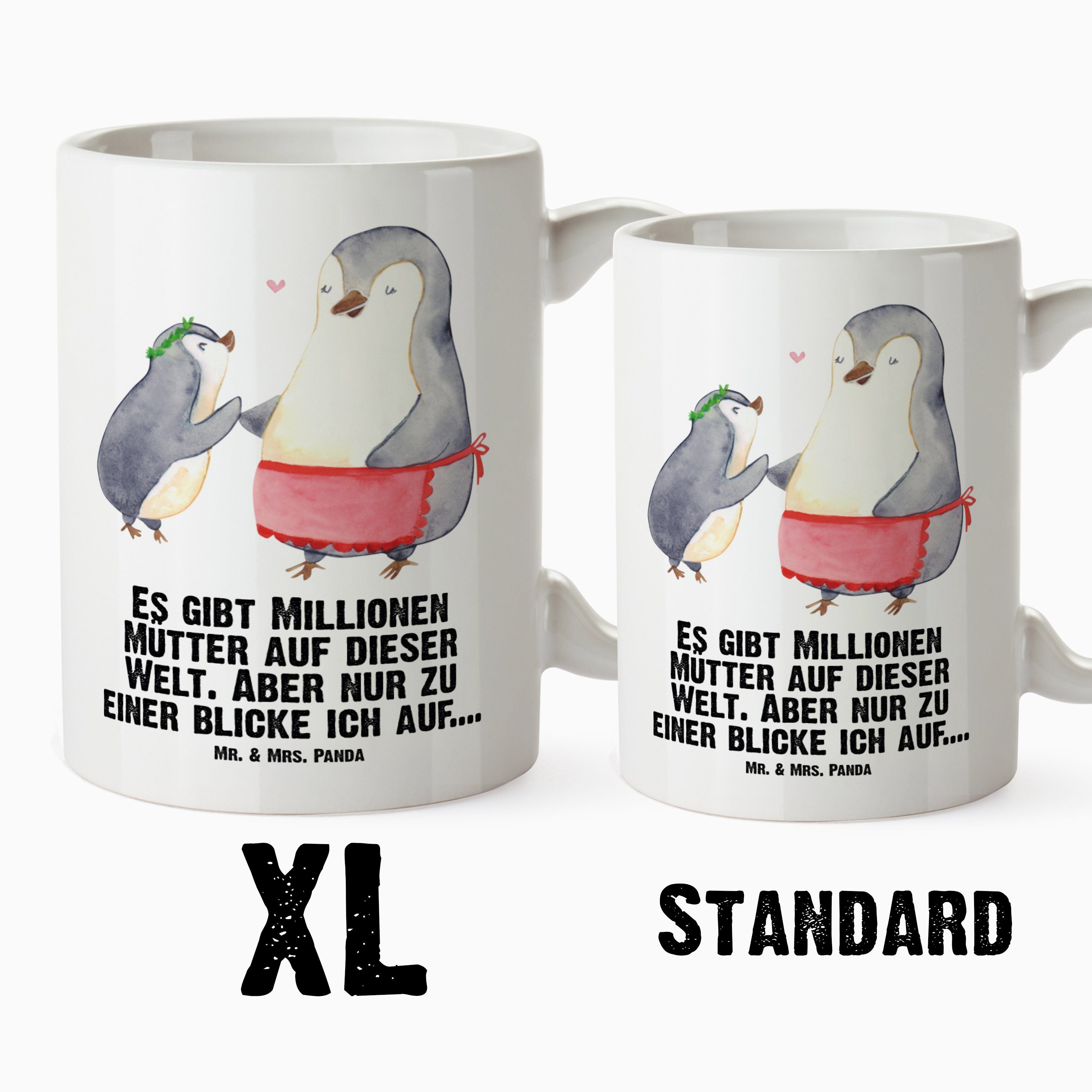 Mr. & XL mit Weiß Kind Pinguin - Tasse Keramik Panda Tasse, Groß, Mrs. Tasse Mama, Jumbo Vatertag, - Geschenk