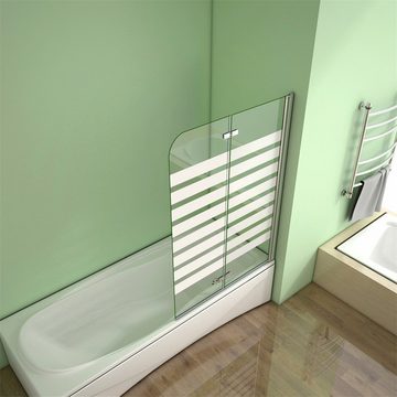 duschspa Badewannenaufsatz Faltwand Badewannenaufsatz mit weißen Streifen Glaswand auf Badewanne, Einscheibensicherheitsglas, Sicherheitsglas, (Set), Breite 120cm, Höhe 140cm, Glas