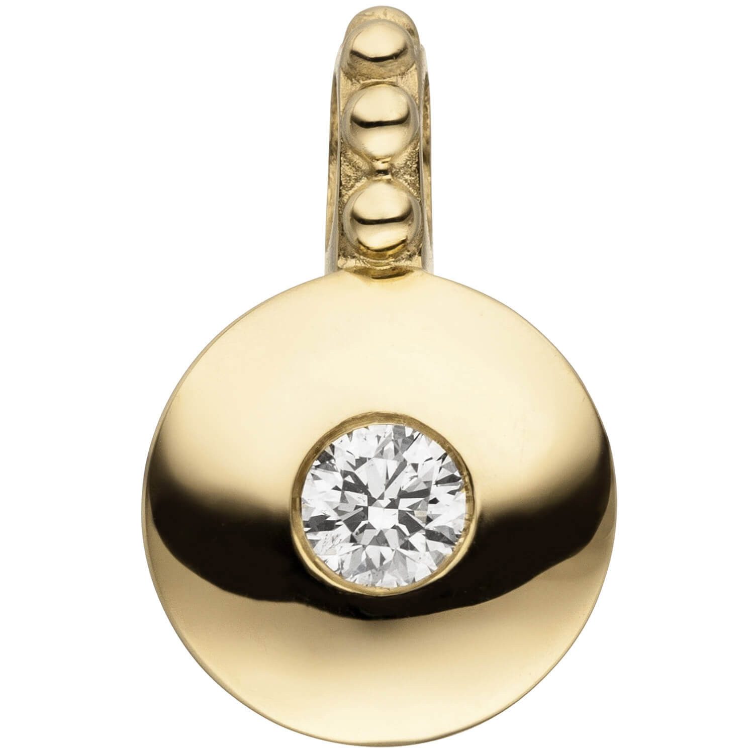 Kettenanhänger Solitär Anhänger mit Brillant 0,12 Ct., 585 Gelbgold