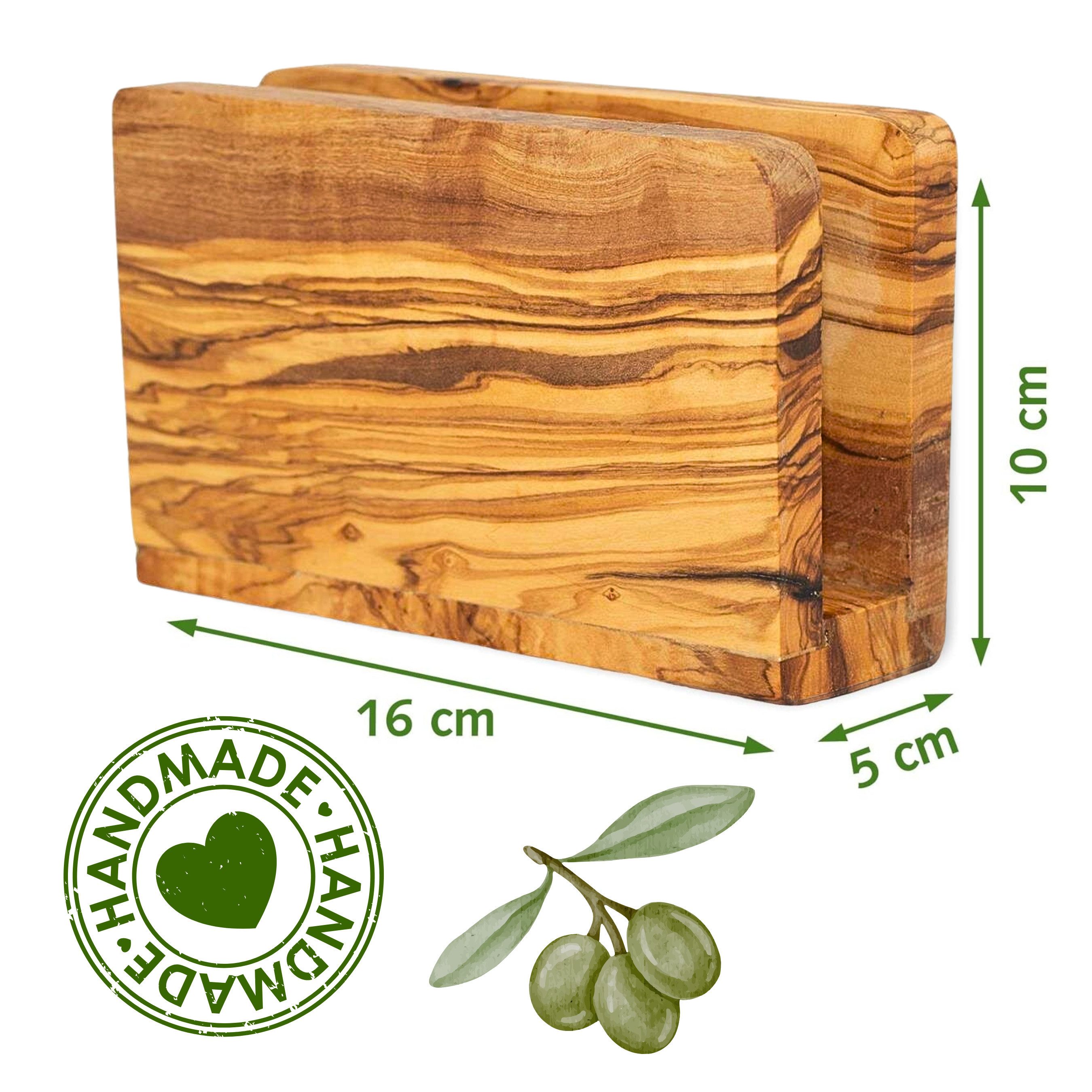 NATUREHOME Serviettenhalter Serviettenhalter Olivenholz NATUREHOME 16 x 10 x 5 cm, Olivenholz, (1-tlg), Mediterranes Olivenholz, Handarbeit
