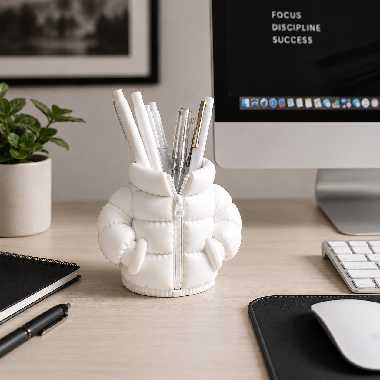 Alpha Electronics Organizer Stiftehalter im Pufferjacken Design Moderner Desk Organizer (Sparangebot, 1 St., für Schreibtisch & Büro), Dekoratives Home Office Accessoire