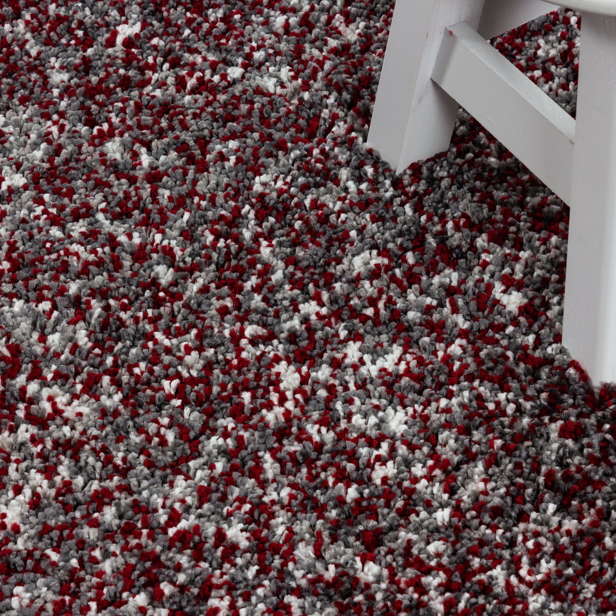 Teppich Meliert Design, HomebyHome, Rund, Höhe: 30 mm, Runder Teppich Meliert Design Wohnzimmer versch. farben und größen Rot
