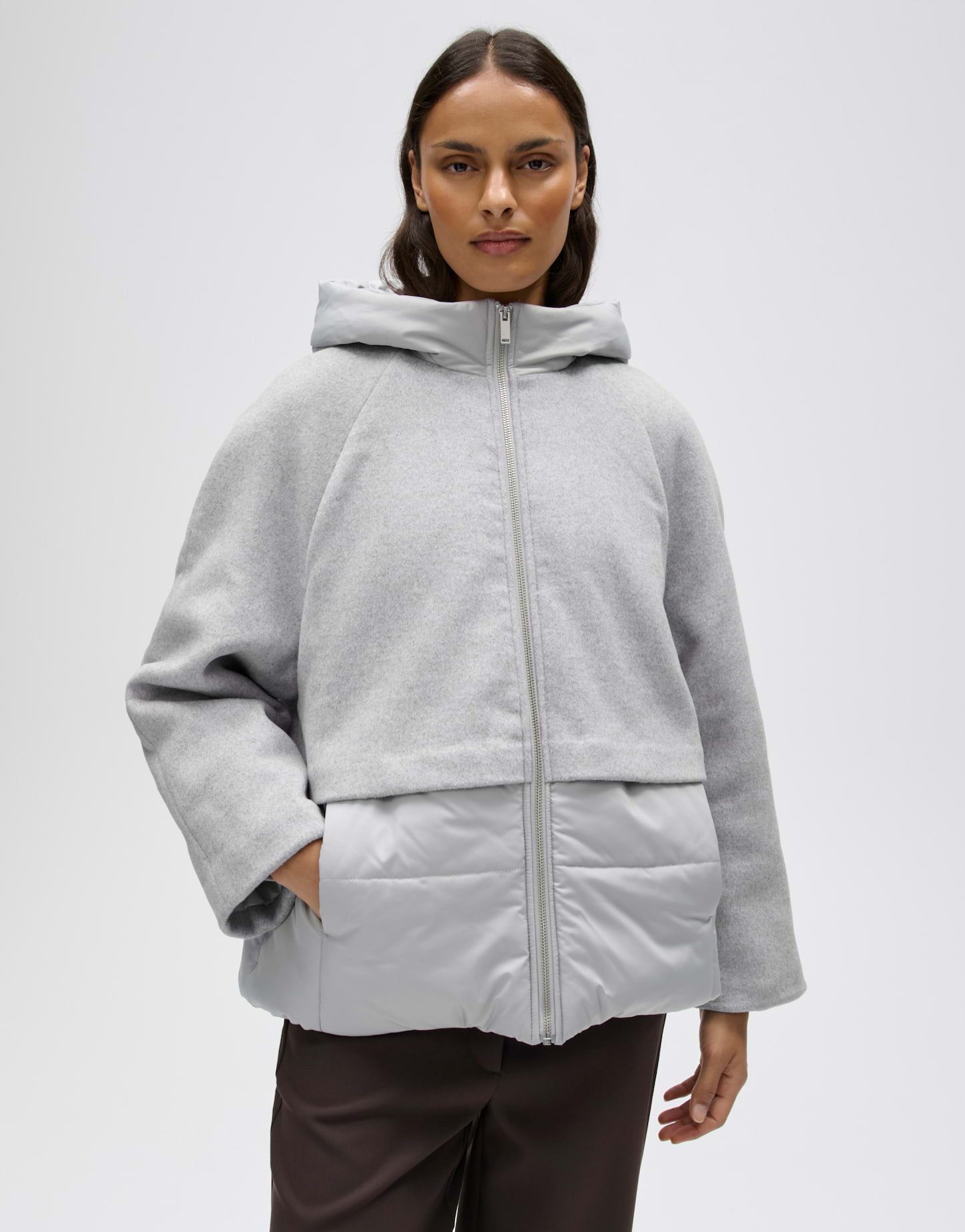 OPUS Winterjacke Halenkos aus leichtem Material O-Form mit Kapuze, Steppmuster und Raglanärmeln