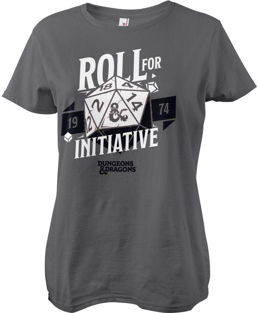 DRAGONS T-Shirt D&D & Roll Girly DarkGrey For Tee Initiative DUNGEONS