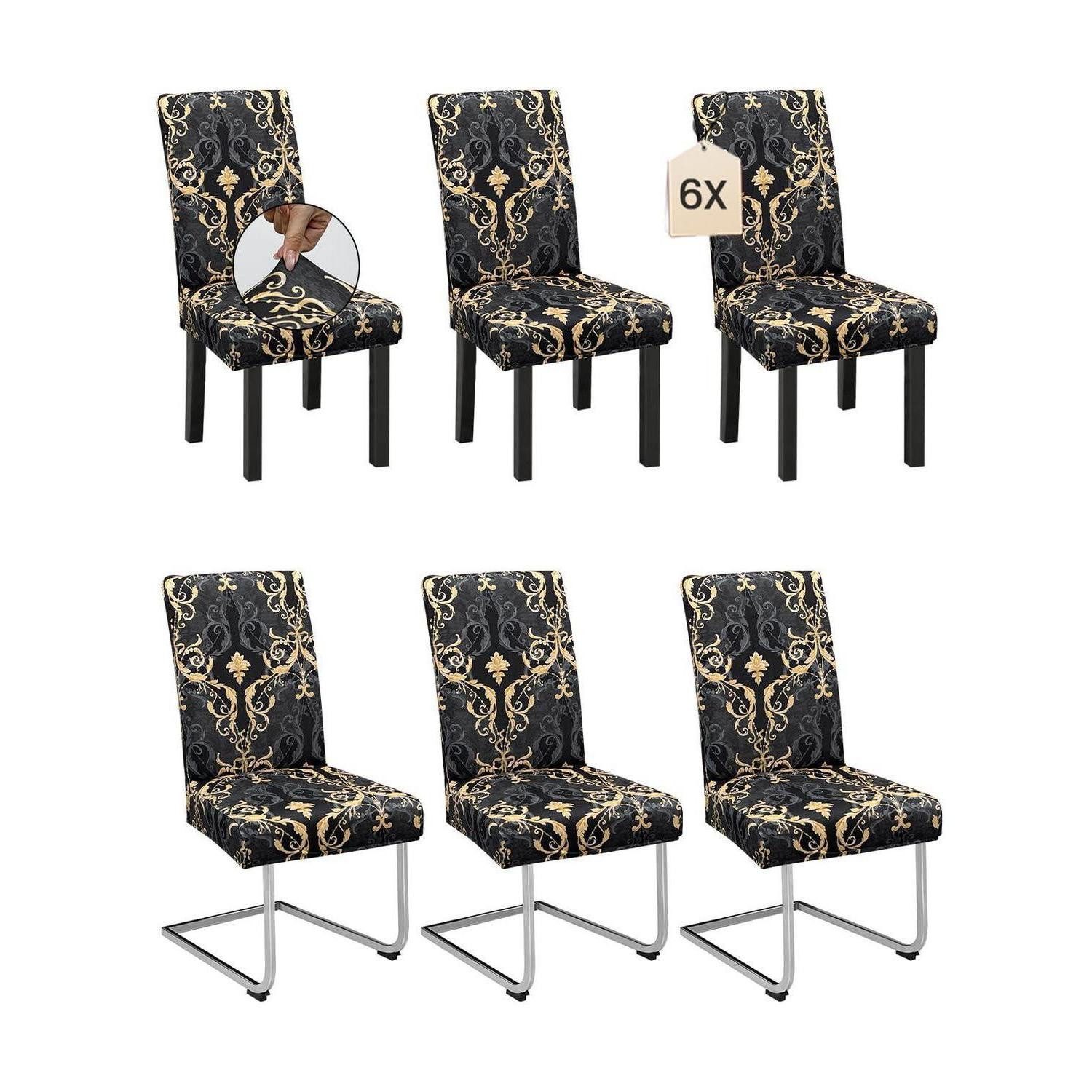 LuxusKollektion Stuhlhusse 6er Set Stuhlhussen Retro-Optik