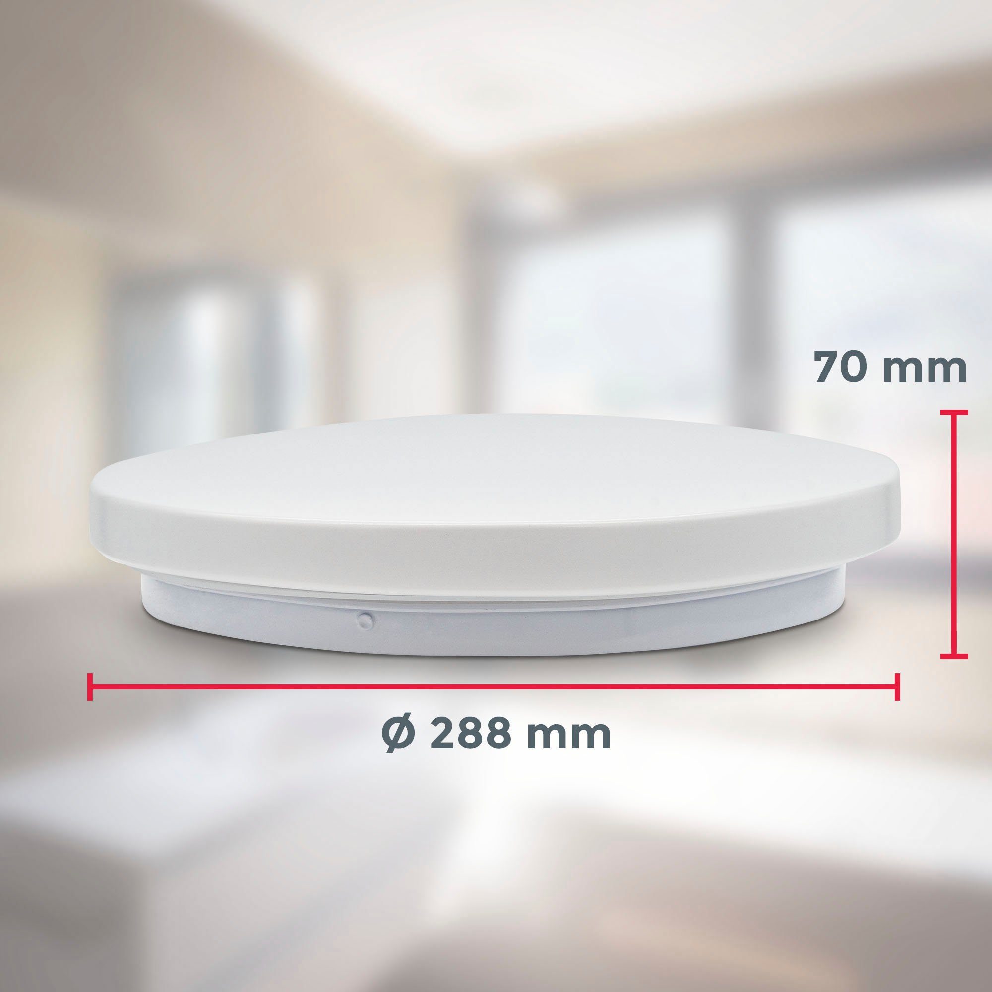 LED CCT-LED Badleuchte CCT Farbtemperatursteuerung B.K.Licht BK_DL1526 über integriert, Ø28,8cm, Dimmbar, Bad-Deckenlampe, fest (3000K-6500K) - Deckenleuchte Fernbedienung, IP44, mit 12W Fernbedienung, LED