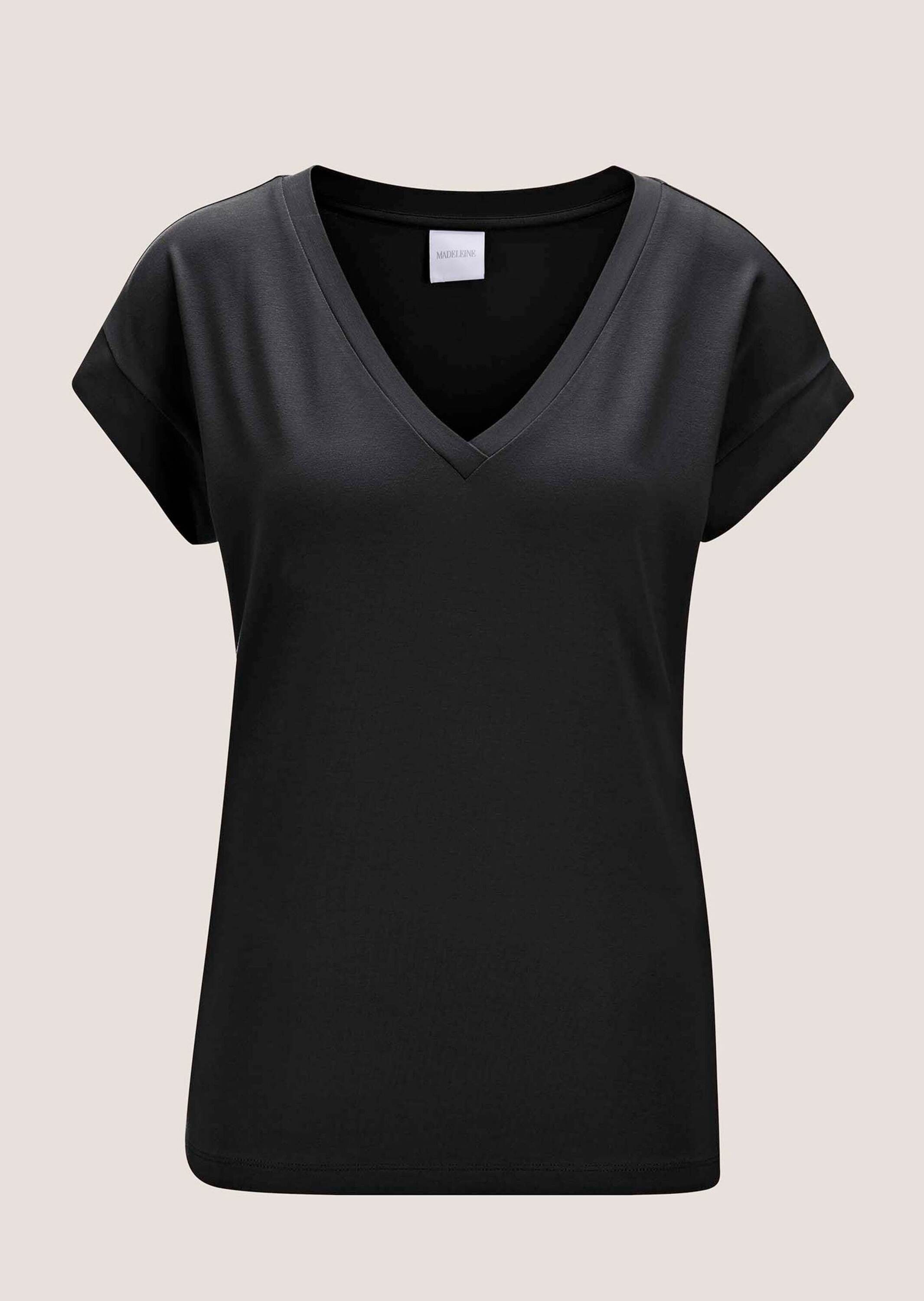 MADELEINE Kurzarmshirt Zeitloses Blusenshirt mit V-Ausschnitt Lässiges Basicshirt mit überschnittenen Schultern und Kurzarm – Bild 5 von 5