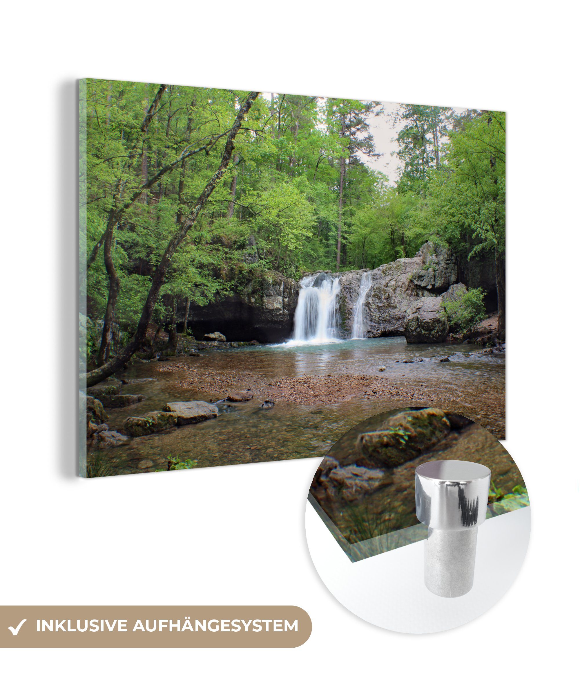 MuchoWow Acrylglasbild Wasserfall in Arkansas, (1 St), Acrylglasbilder Wohnzimmer & Schlafzimmer