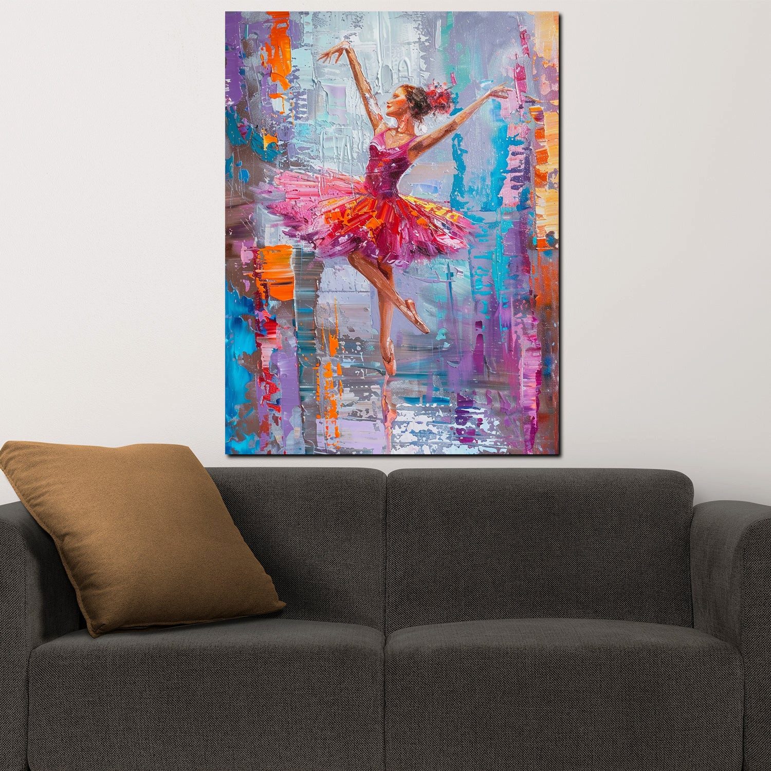 Artedinoi Leinwandbild Ballerina abstrakt lebhafte Farben Leinwandbild Wandbild XXL, Ballerina in lebhaften Farben