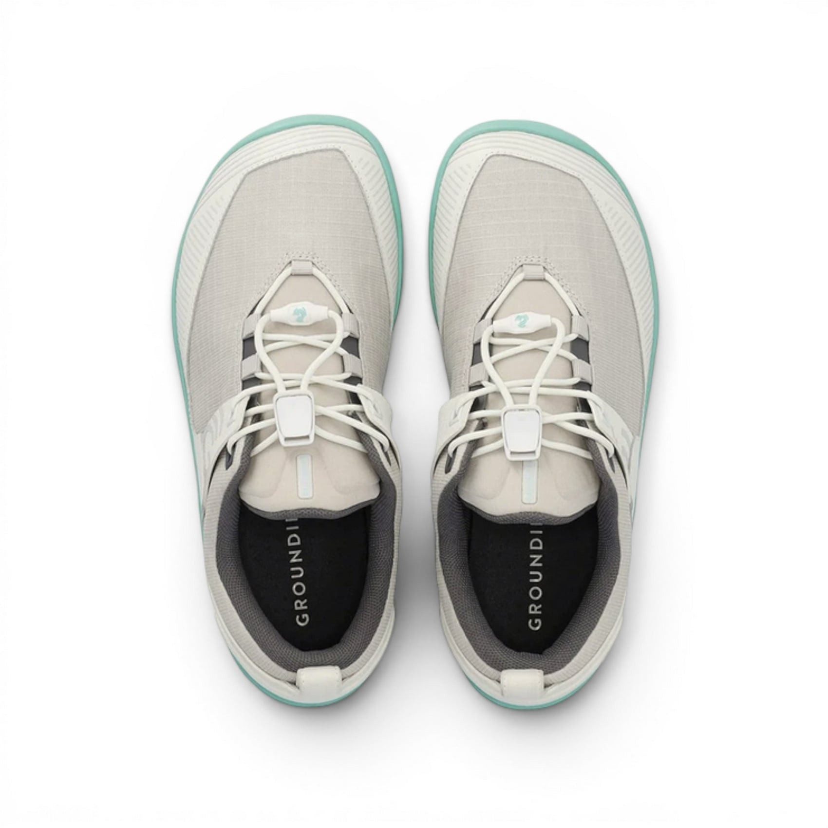 GROUNDIES Chamonix TR Low (Barfussschuhe, Zero Drop, Trail) stonegrau/mint Damen Laufschuh