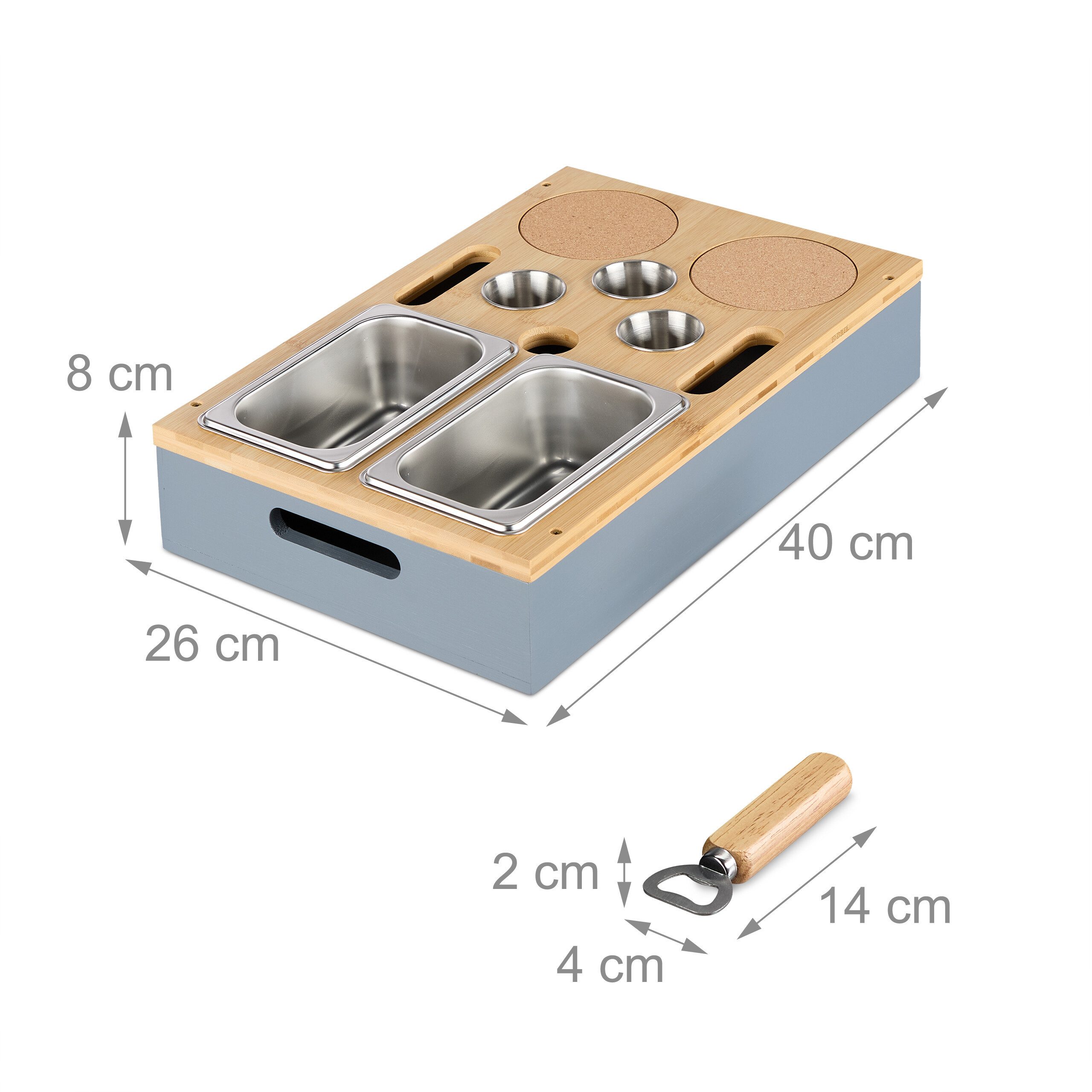 relaxdays Tabletttisch Couchbar mit Zubehör (9-St), grau – Bild 4 von 5