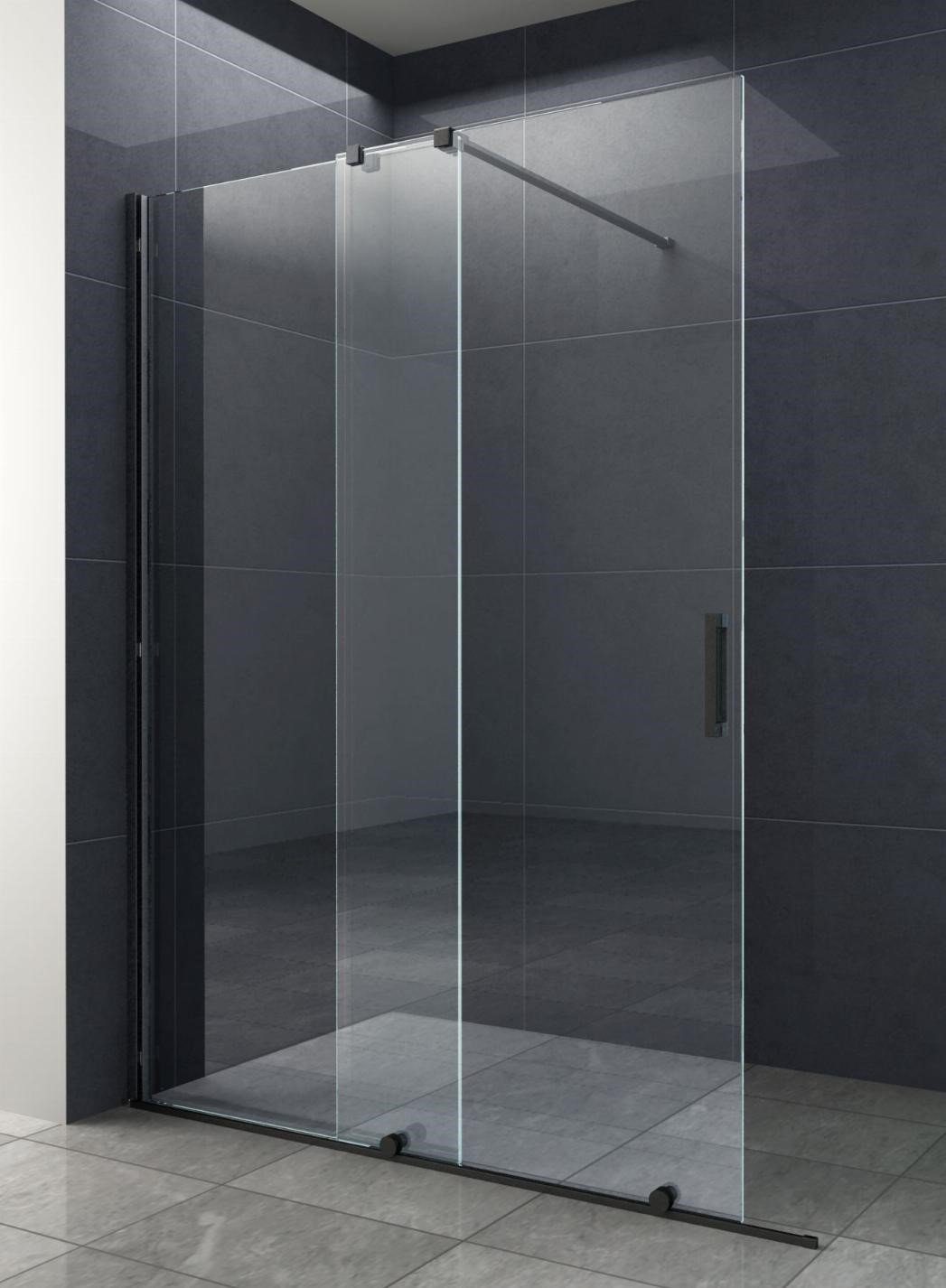 Thumbnail - Home Systeme Walk-in-Dusche Schiebetür Duschtrennwand Duschkabine Duschabtrennung Glas Schwarz