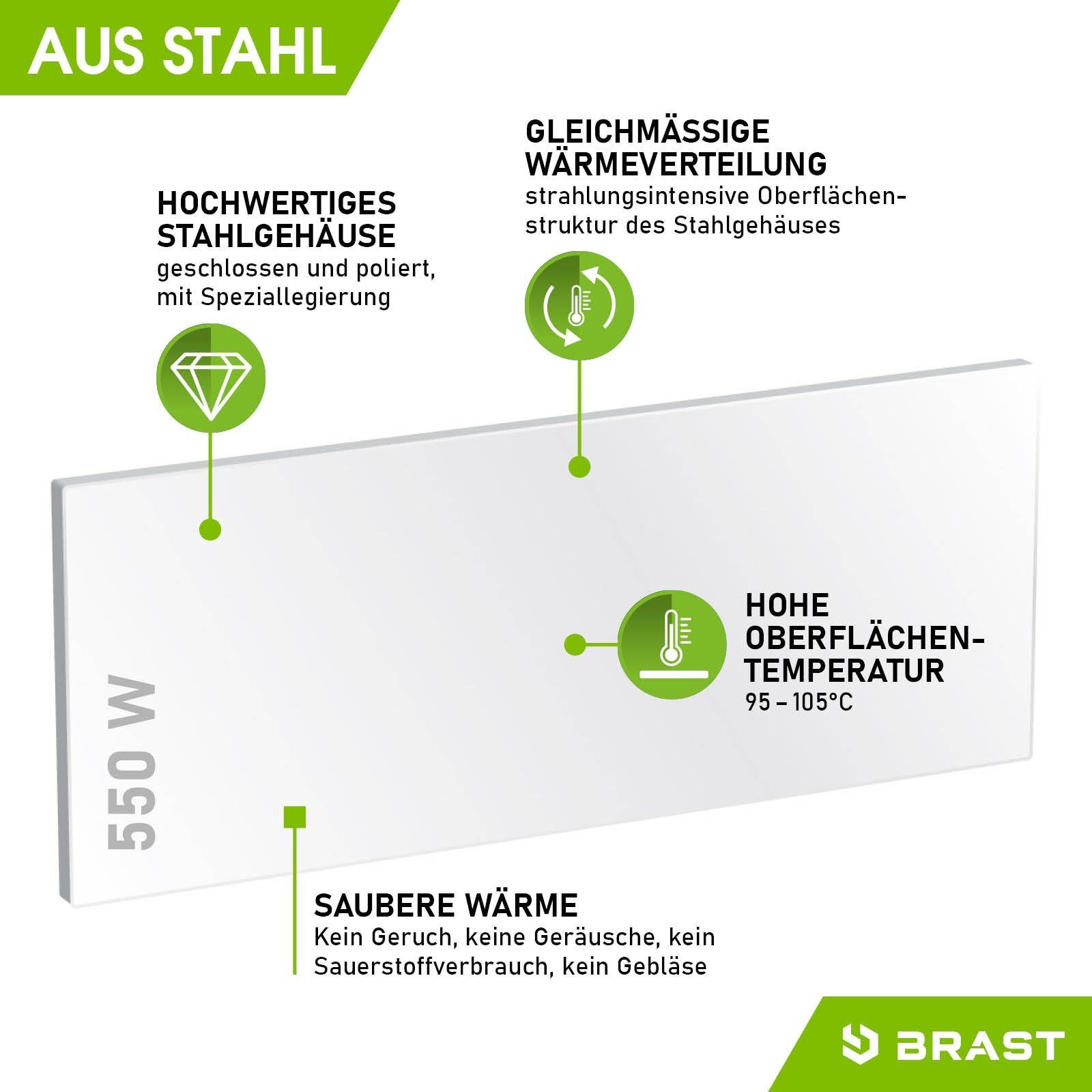 BRAST EU Raumklima mit Watt & Made Infrarotheizung 550 in Stahlgehäuse inkl. Spezial-Heizfolie bestes für Wandhalterung Überhitzungsschutz Montagematerial,