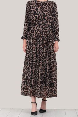 Modabout Maxikleid Langes Chiffon Kleid für Damen Braun/Schwarz - NELB0007D4515DS4 (1-tlg)