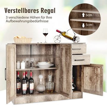 COSTWAY Küchenbuffet mit Arbeitsplatte, Schubladen&verstellbarem Regal 110cm