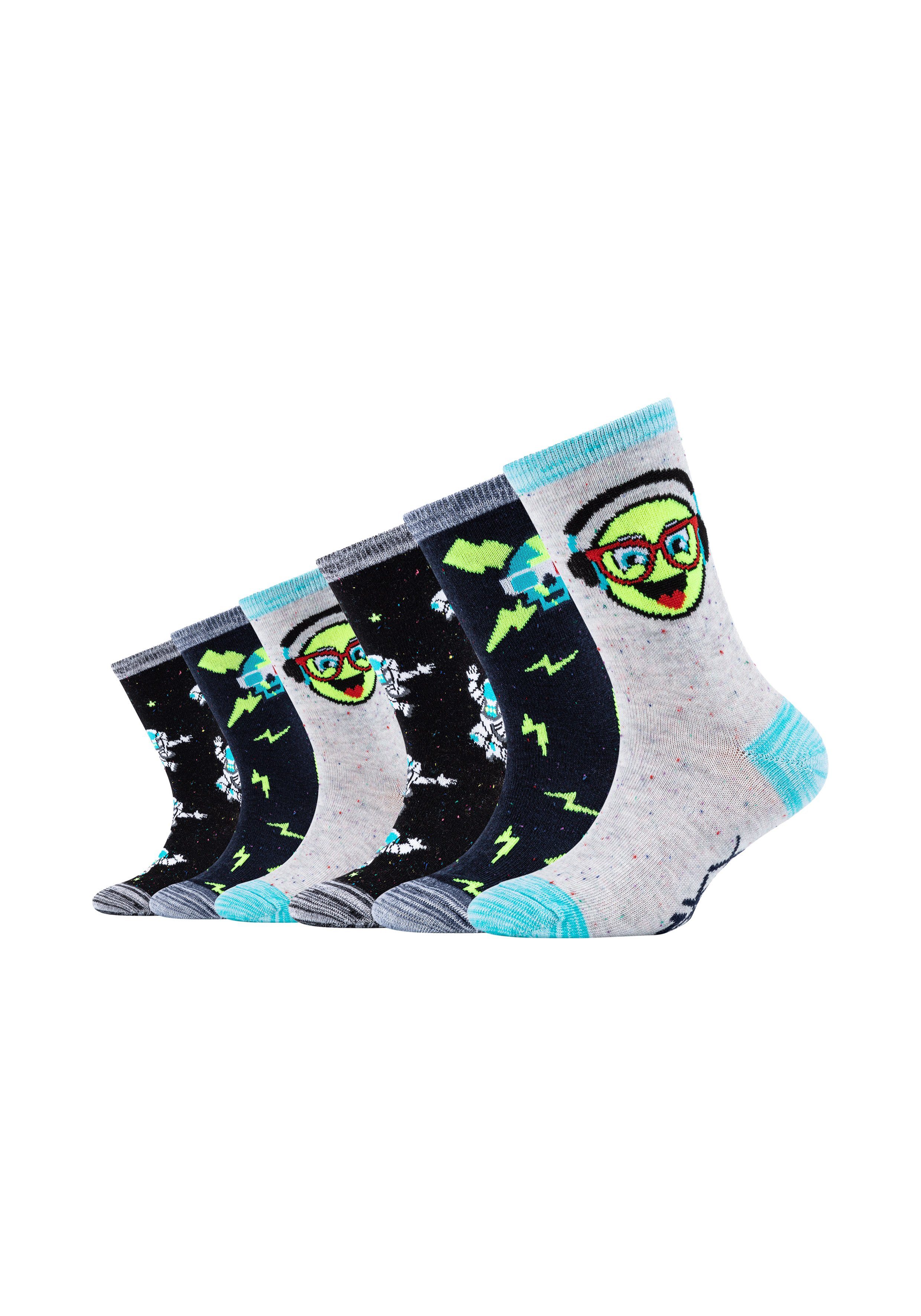 Skechers Socken Casual Space & Smile (6-Paar) im 6er-Pack mit  Weltraum-Motiv, Komfort-Zehennaht verhindert beim Tragen Druckstellen