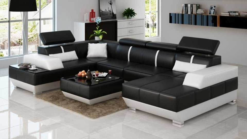 JVmoebel Ecksofa, Ledersofa Design Ecksofa Sofa Wohnlandschaft Modern Couch Sofa