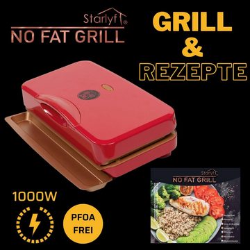 Starlyf Kontaktgrill No Fat Grill, 1000 W, Kompaktgrill, Low Fat, ohne Fett oder Öl, 1000 Watt